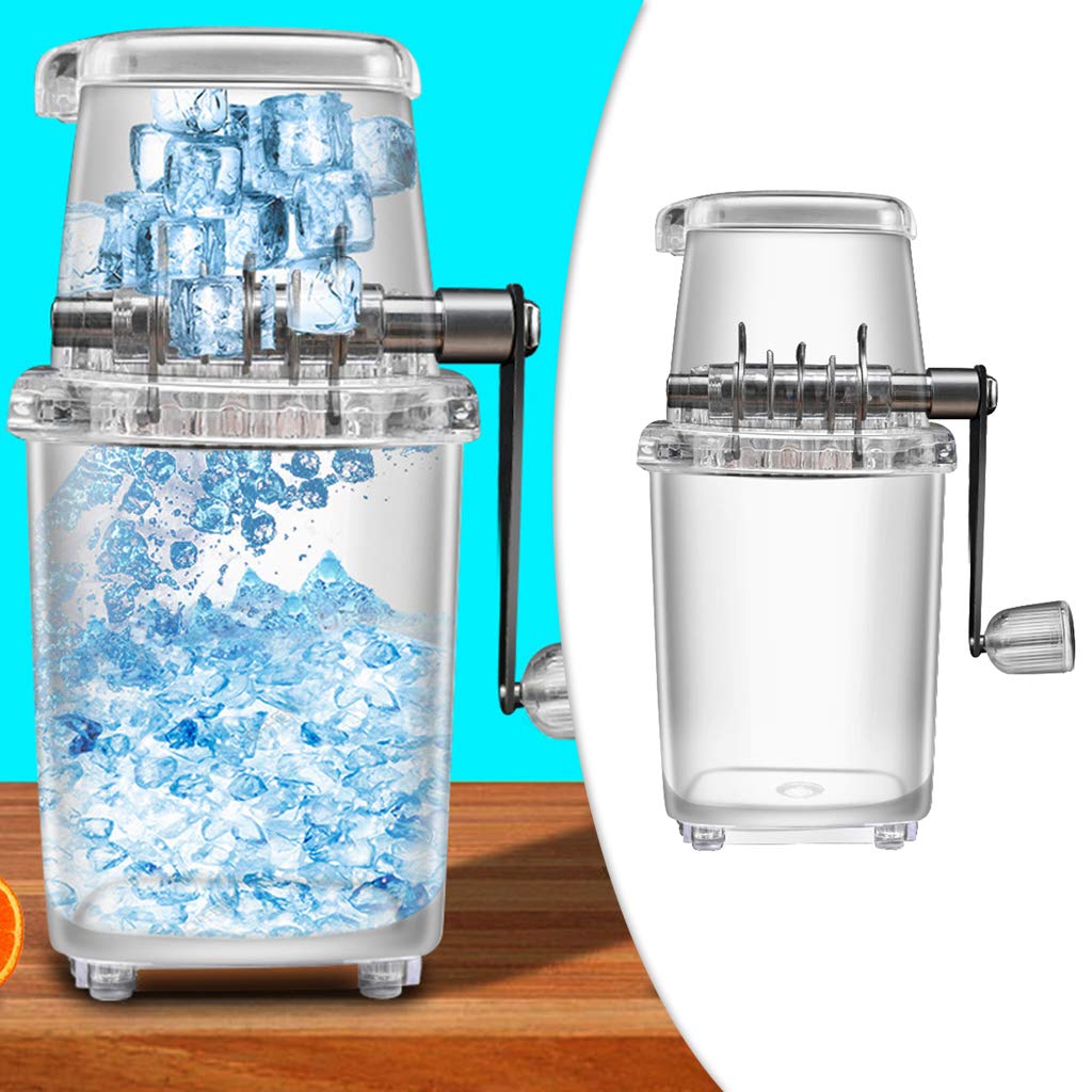 Fenteer Manual Ice Crusher - Stainless Steel Hand Crank Ice Grinder for Cocktails, Smoothies & Shaved Ice - Perfect for Home Bars, Parties & Outdoor Use