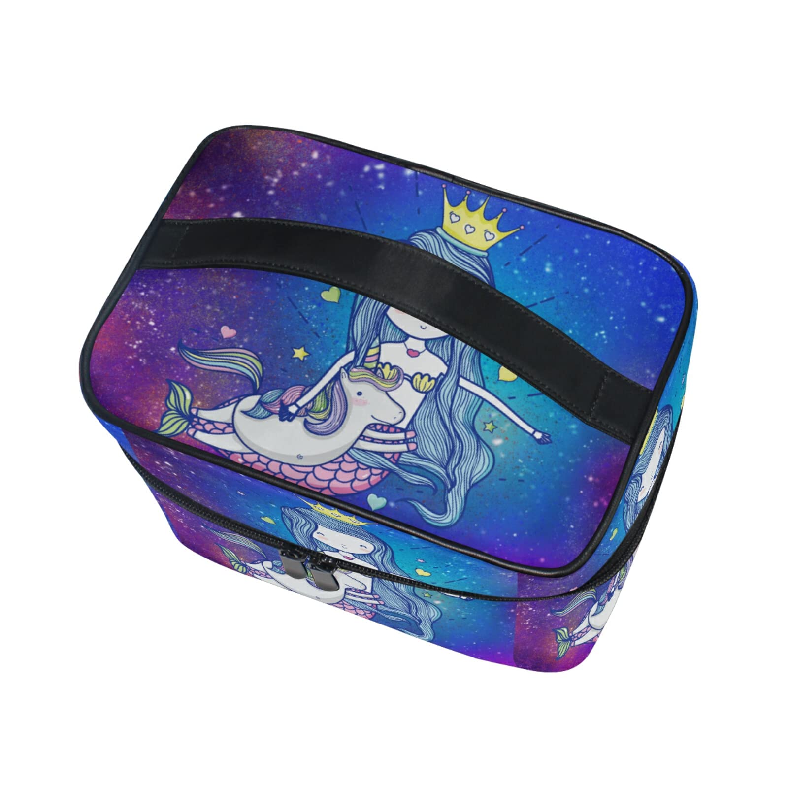 Cute Space Themed Mermaid Unicorn Makeup Bag for Women - Waterproof Cosmetic & Toiletry Travel Organizer - Perfect for Travel, Gym, and Daily Use