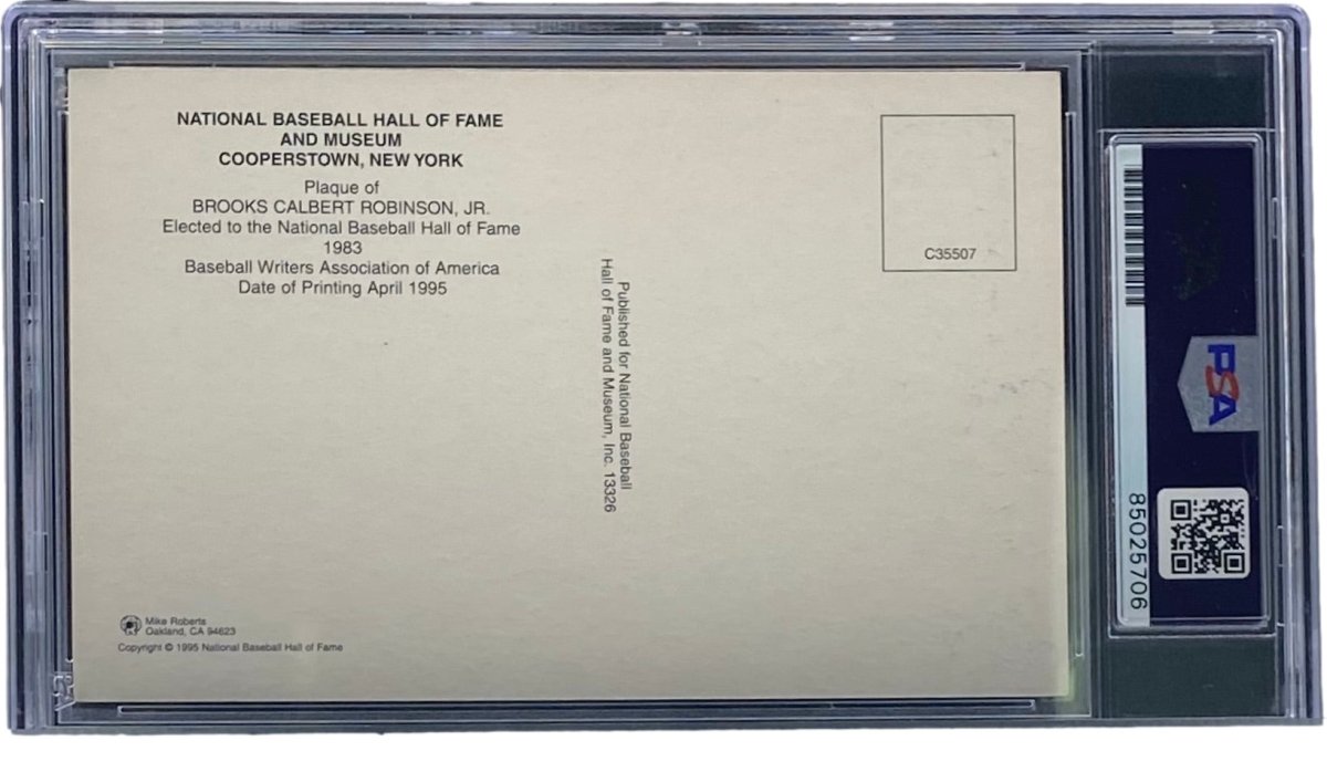 Brooks Robinson Autographed 4x6 Baltimore Orioles Hall of Fame Plaque Card with PSA/DNA Certification #85025706 - Perfect for Baseball Memorabilia Collectors & Sports Fans