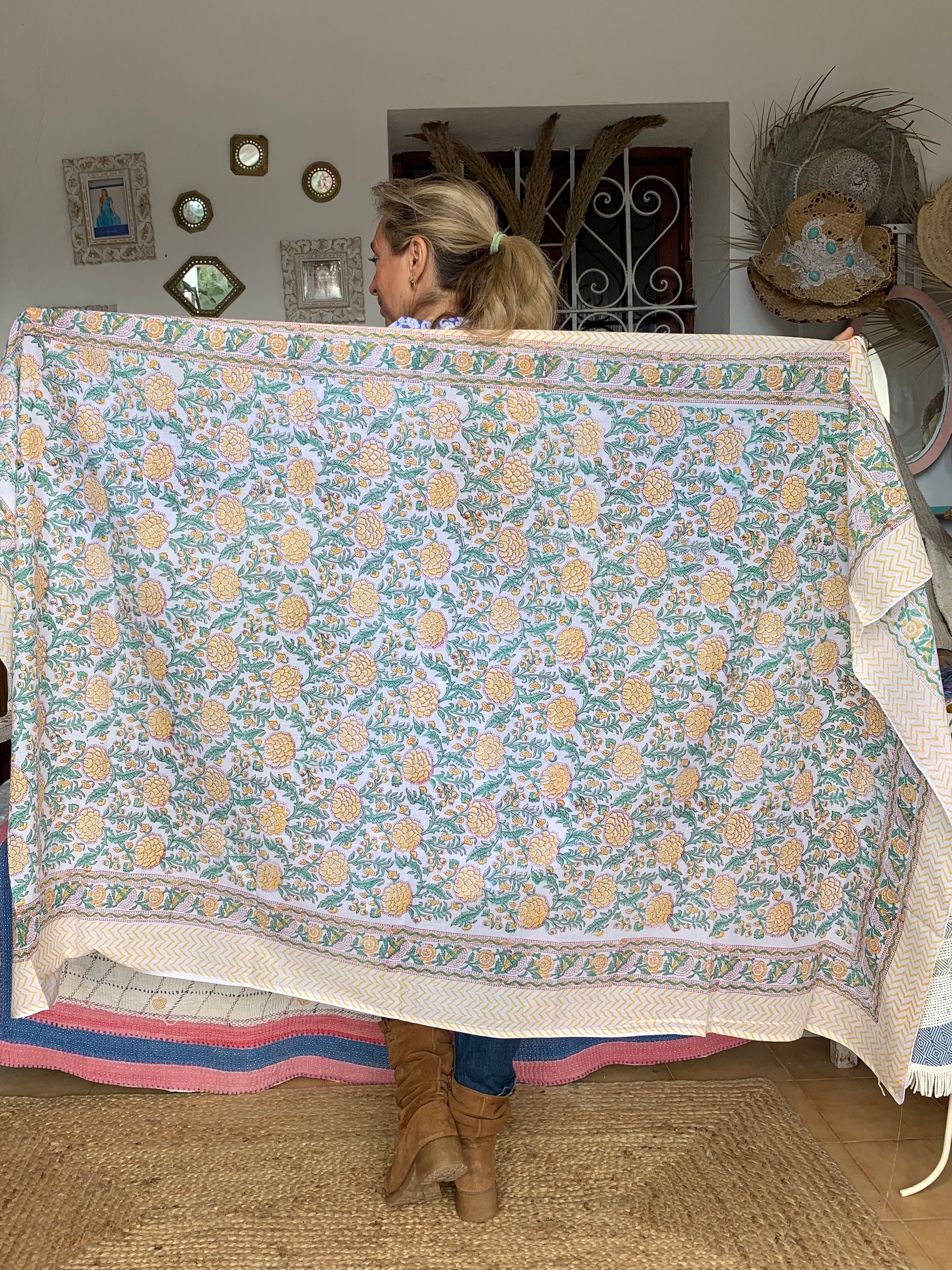 Stylish Block Print Cotton Sarong Pareo Shawl - New Collection for Beach, Pool & Summer Fashion