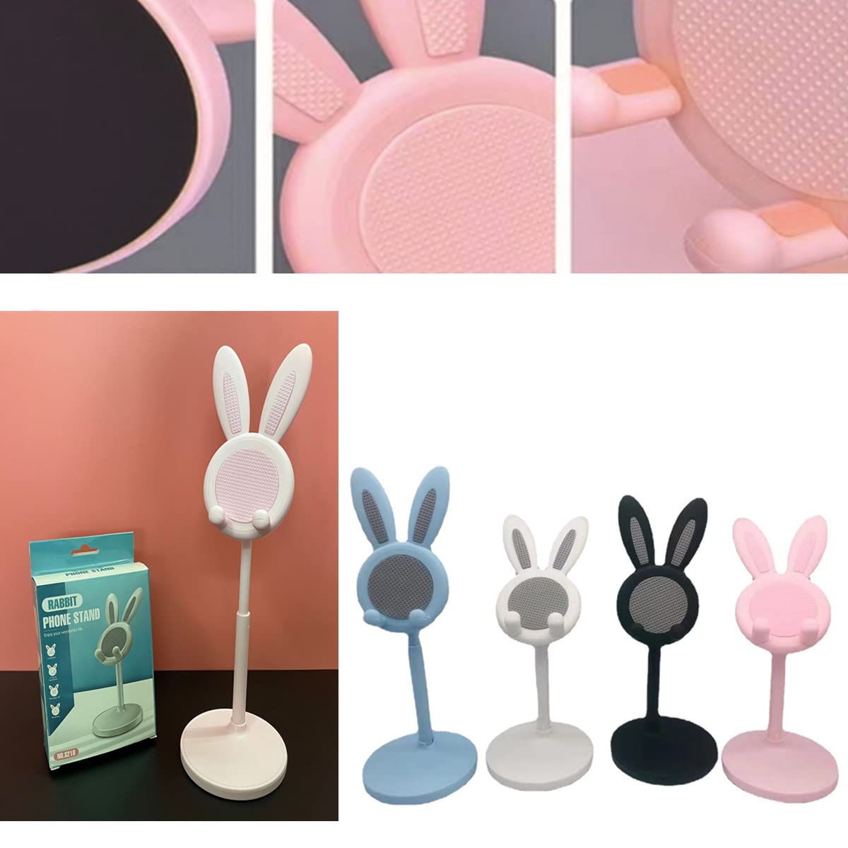 Adorable Bunny Phone Stand - Adjustable Holder for Nintendo Switch, iPhone, iPad, Tablets & Smartphones - White - Perfect for Gaming, Watching Videos & Hands-Free Calling
