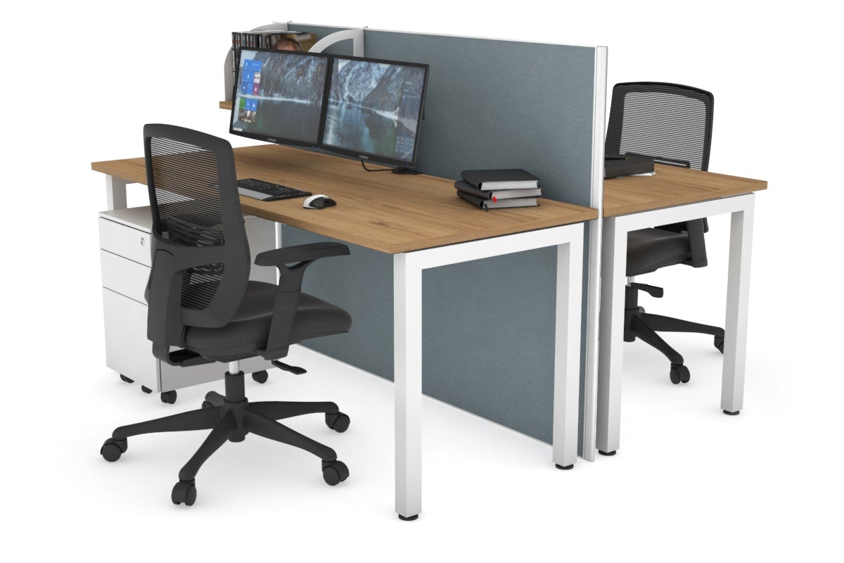 Horizon Quadro 2-Person Office Workstation Bench with Square Legs - 1400L x 700W Dimensions - Perfect for Collaborative Workspaces, Home Offices & Conference Rooms