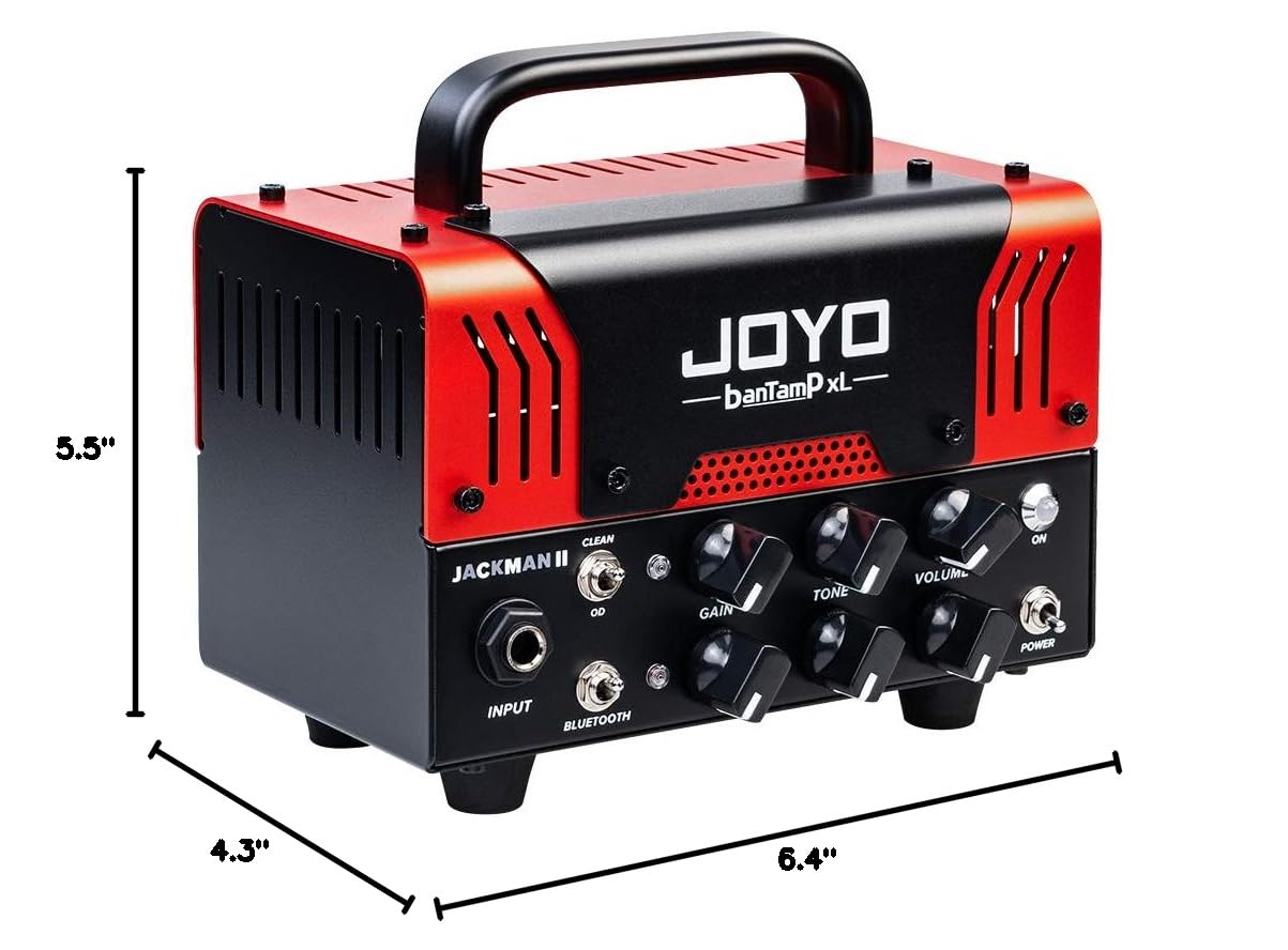 JOYO Jackman II BanTamp XL Series 20W Mini Tube Guitar Amp Head - 2 Channel Hybrid Preamp with Bluetooth for Home & Studio Use (Red)