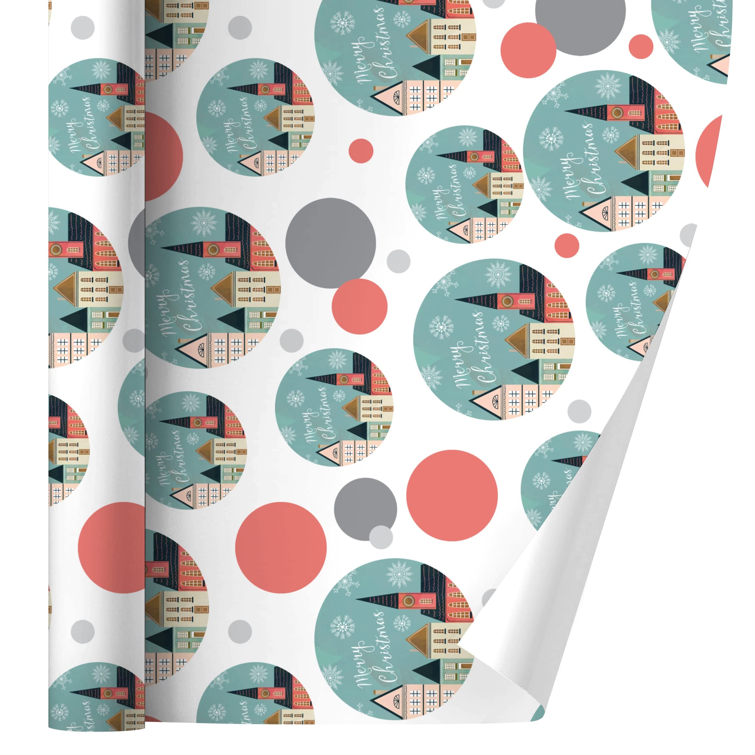 Christmas Village Gift Wrap Wrapping Paper Roll - Festive Holiday Scenes for Present Wrapping - Perfect for Christmas Gifts, Party Decorations & Home Holiday Decor