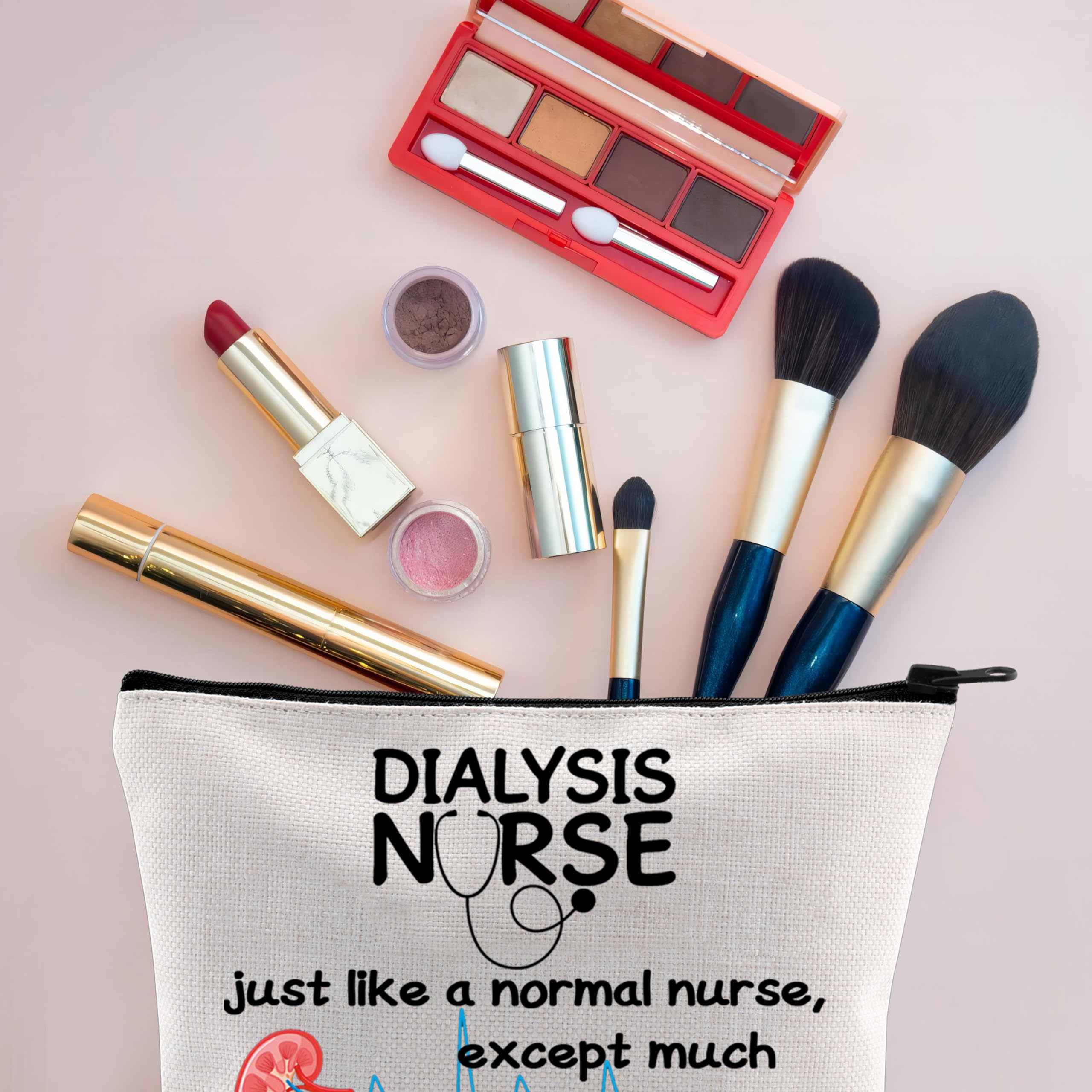 Funny Dialysis Nurse Makeup Bag - Perfect Gift for Dialysis Tech, Nephrology & Renal Nurses - Durable Zipper Pouch for Medical Supplies & Everyday Use