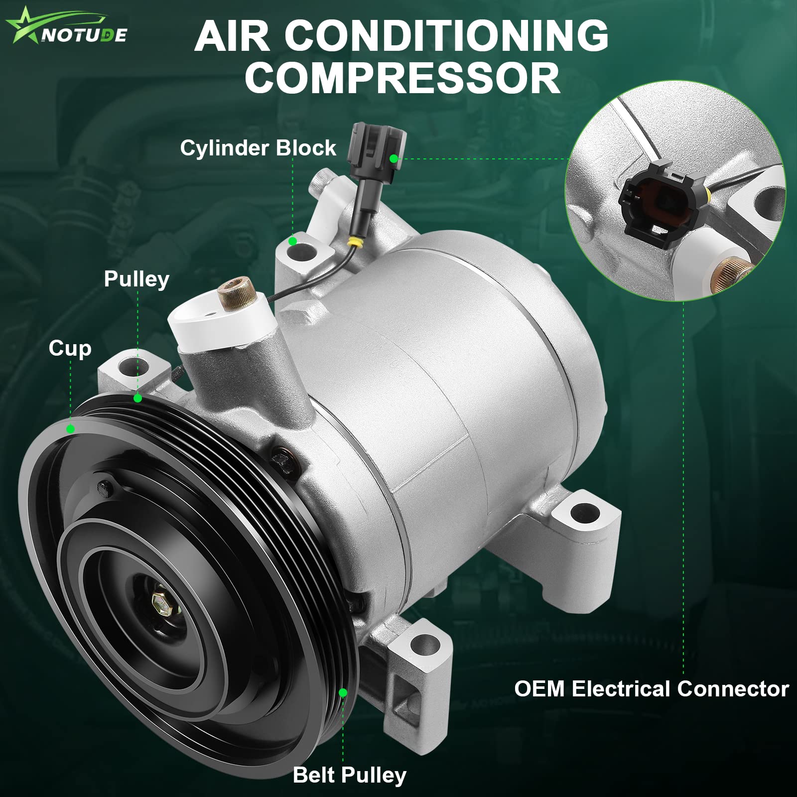AC Compressor with Clutch for Nissan Frontier 1999-2004 | CO 10386C Air Conditioning Compressor Replacement Part | Perfect for Summer Cooling & Off-Road Adventures