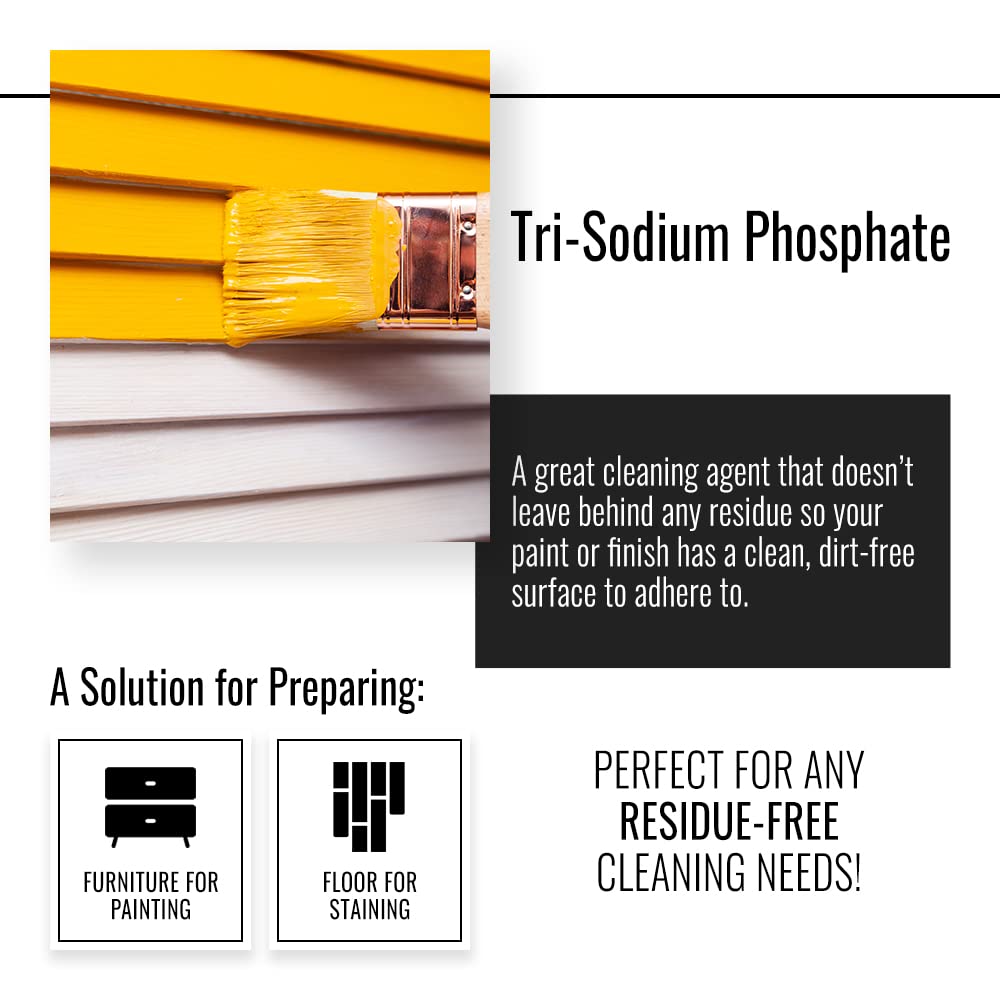 Real Milk Paint & Trisodium Phosphate Cleaner - 8 oz Wood Floor & Furniture Prep, Stain Remover, Degreaser | Residue-Free Surface Cleaner for DIY Projects & Home Renovation