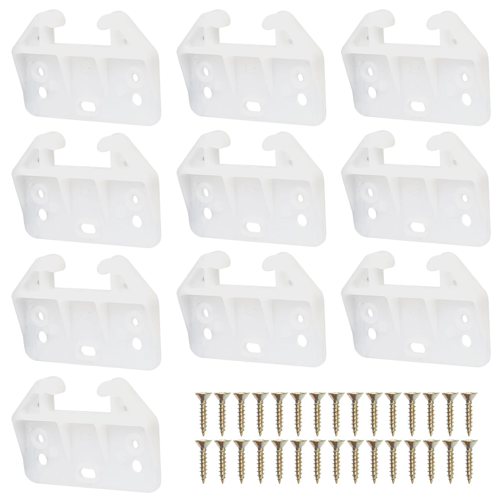 10-Pack White Drawer Slides with Screws - Undermount Cabinet Drawer Track Guide Replacement Kit for Dressers, Wardrobes & Furniture Repair | Easy DIY Installation for Smooth Gliding Drawers