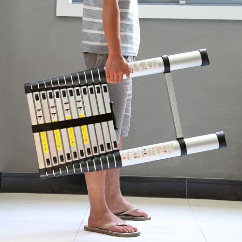 3.2m Aluminum Telescopic Ladder - 11 Steps, 150kg/330lb Capacity, Lightweight 9.2kg - Perfect for Loft Access, Home Repairs, Roofing, Warehouse & Outdoor Activities