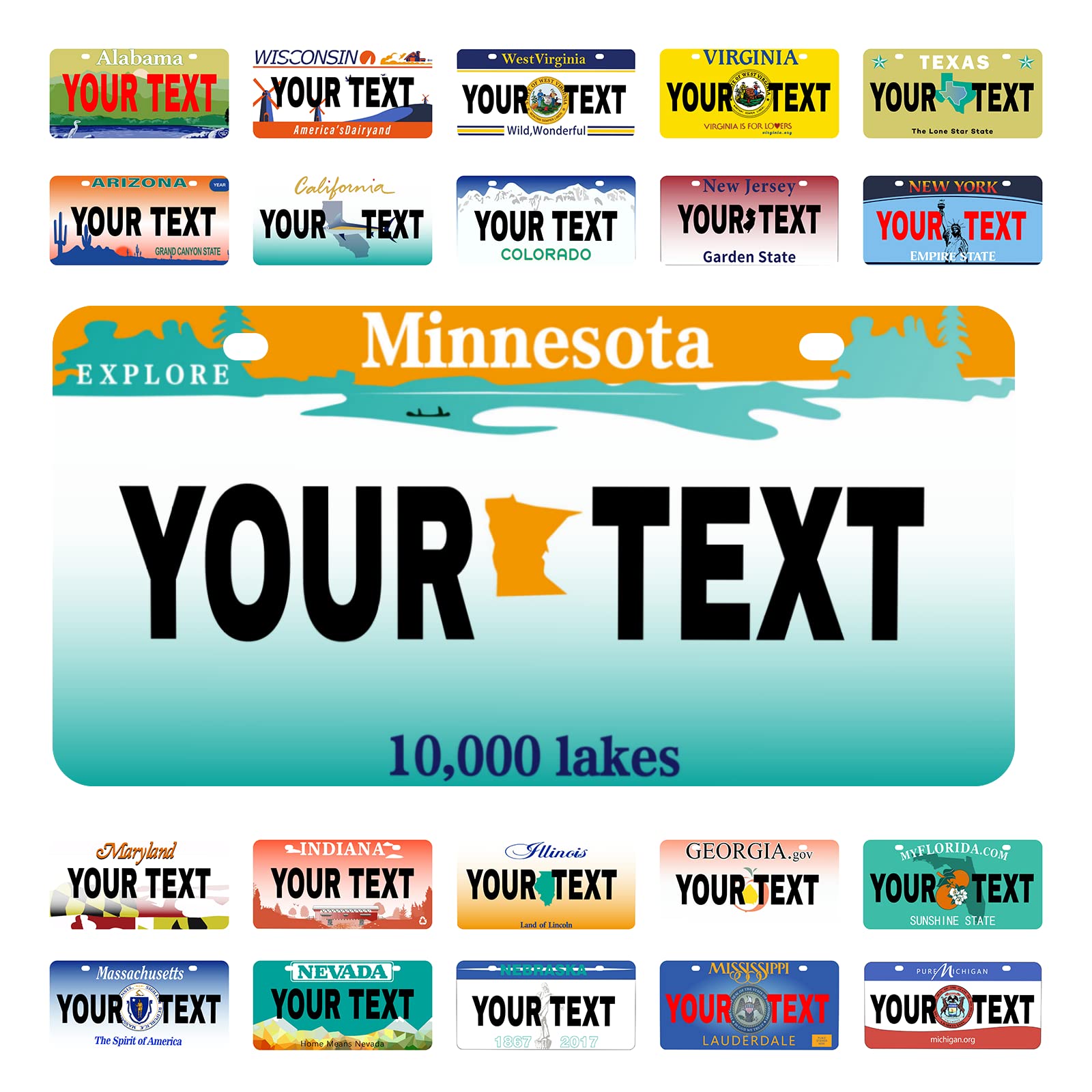 Custom Minnesota Mini License Plate 6x3 Inch - Personalized Kids Toy Car, Bicycle, Scooter, Golf Cart, Motorcycle & ATV Accessory - Perfect for Gifts, Room Decor & Vehicle Customization