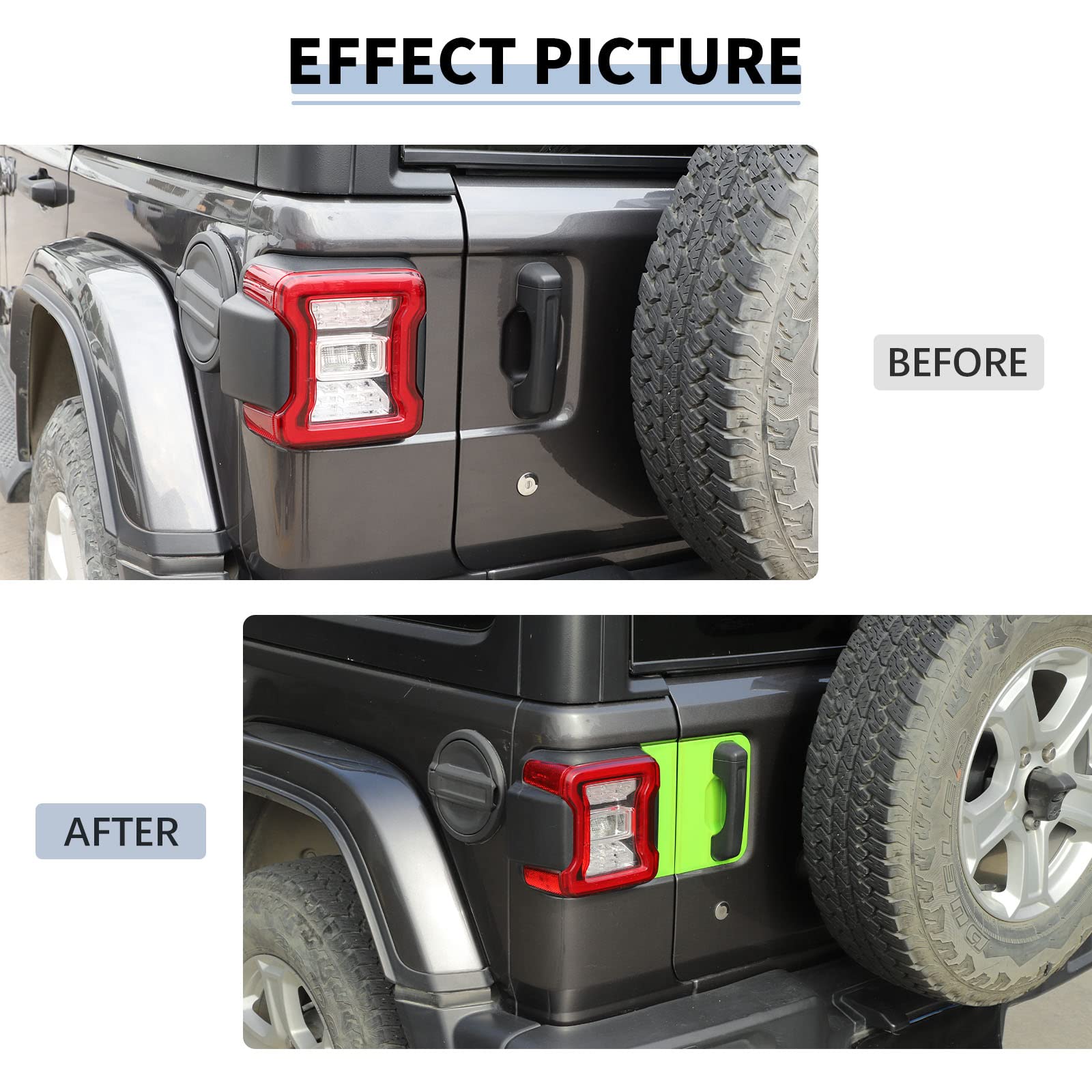 Jeep Wrangler JL JLU & Gladiator JT Tailgate Handle Panel Trim Cover (2018-2025) - Durable Exterior Accessories in Green - Perfect for Off-Roading & Car Customization