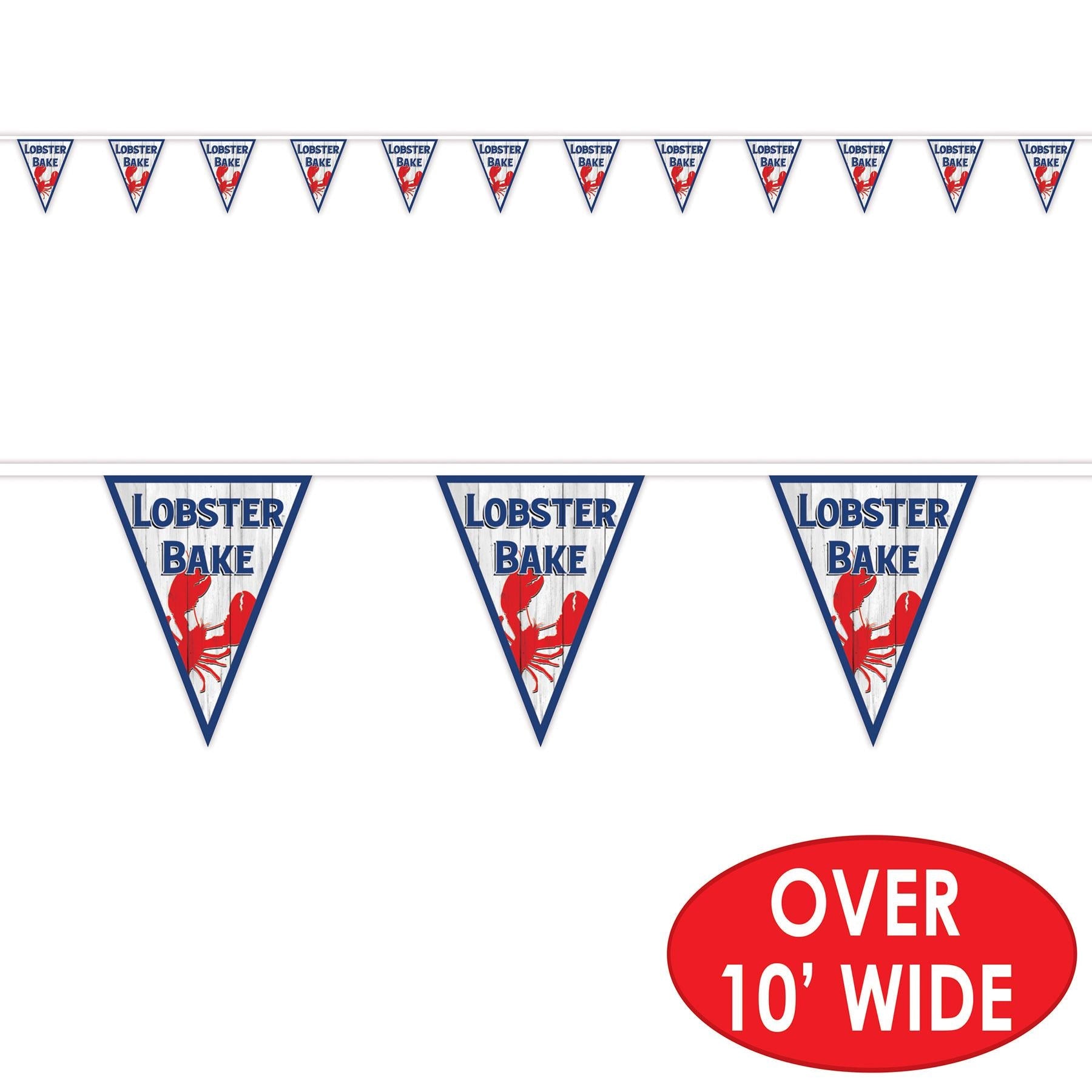 12 Pack Beistle Lobster Bake Pennant Banner - Summer Seafood Party Decorations for Beach BBQ, Clambake, and New England Themed Events