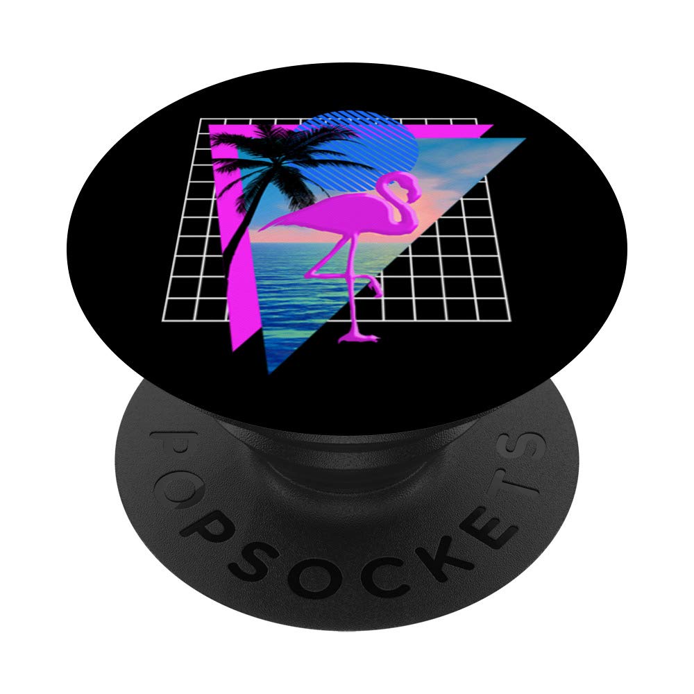 Vaporwave Flamingo Palm Tree Print - Otaku Aesthetic for Room Decor