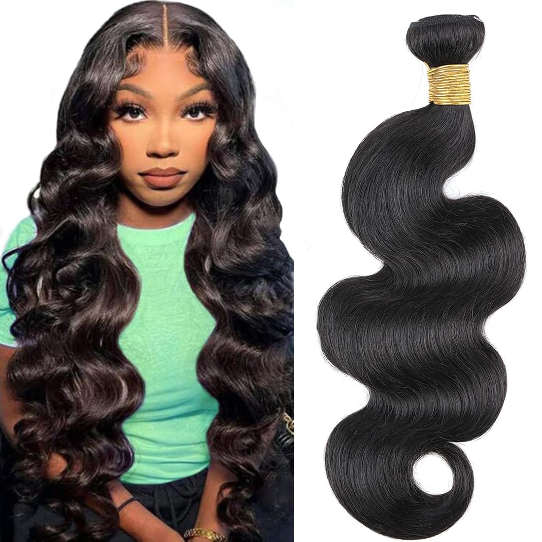 Brazilian Human Hair Bundles 28 Inch Body Wave 100% Unprocessed Virgin Hair - Natural Black Quick Weave Bundles for Sew-in, Clip-in & Ponytail Extensions | Perfect for Daily Wear, Parties & Special Occasions