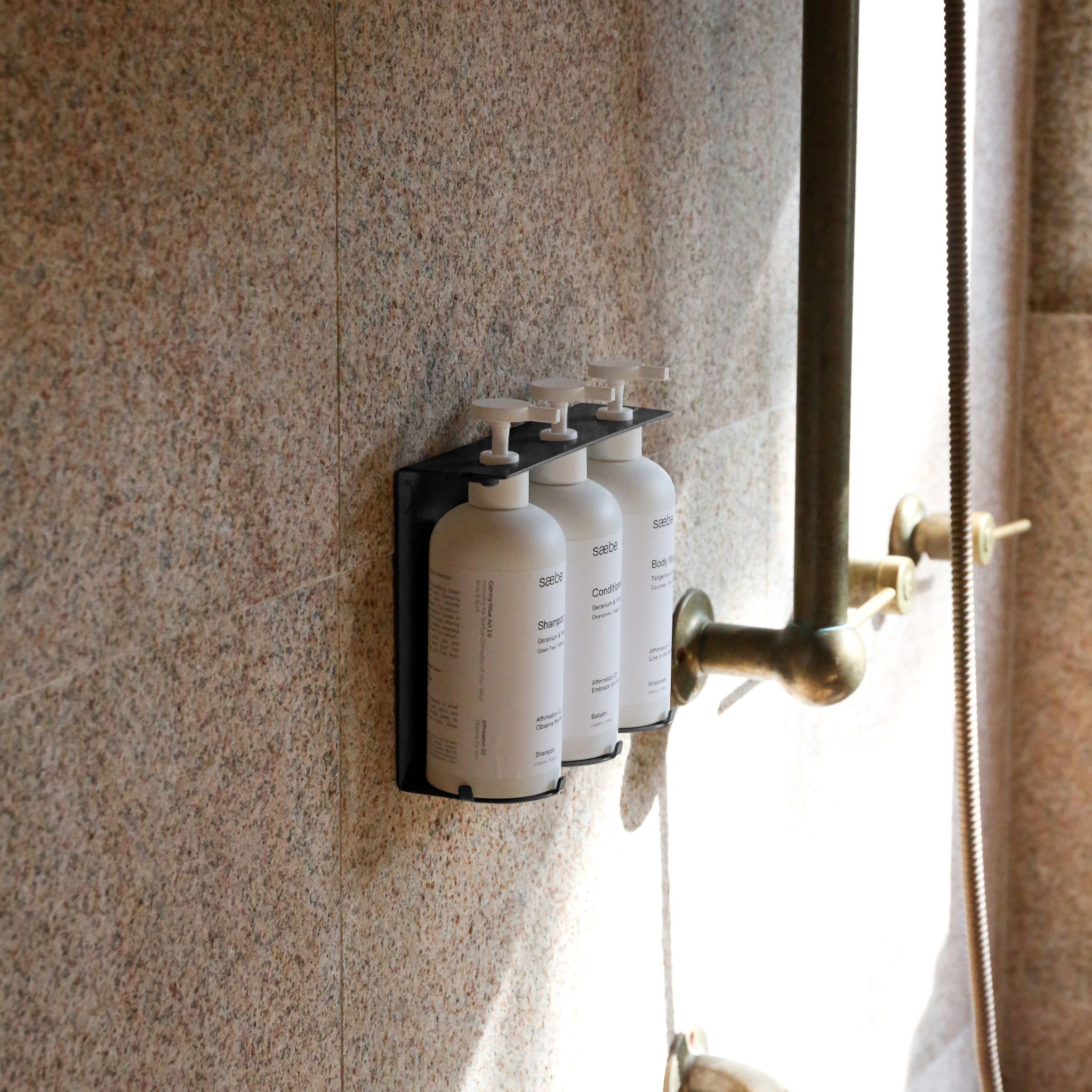 Lockable Triple 500ml Soap Dispenser Holder - Secure Wall Mounted Bathroom Organizer for Kitchen, Bath, Spa & Salon | Black