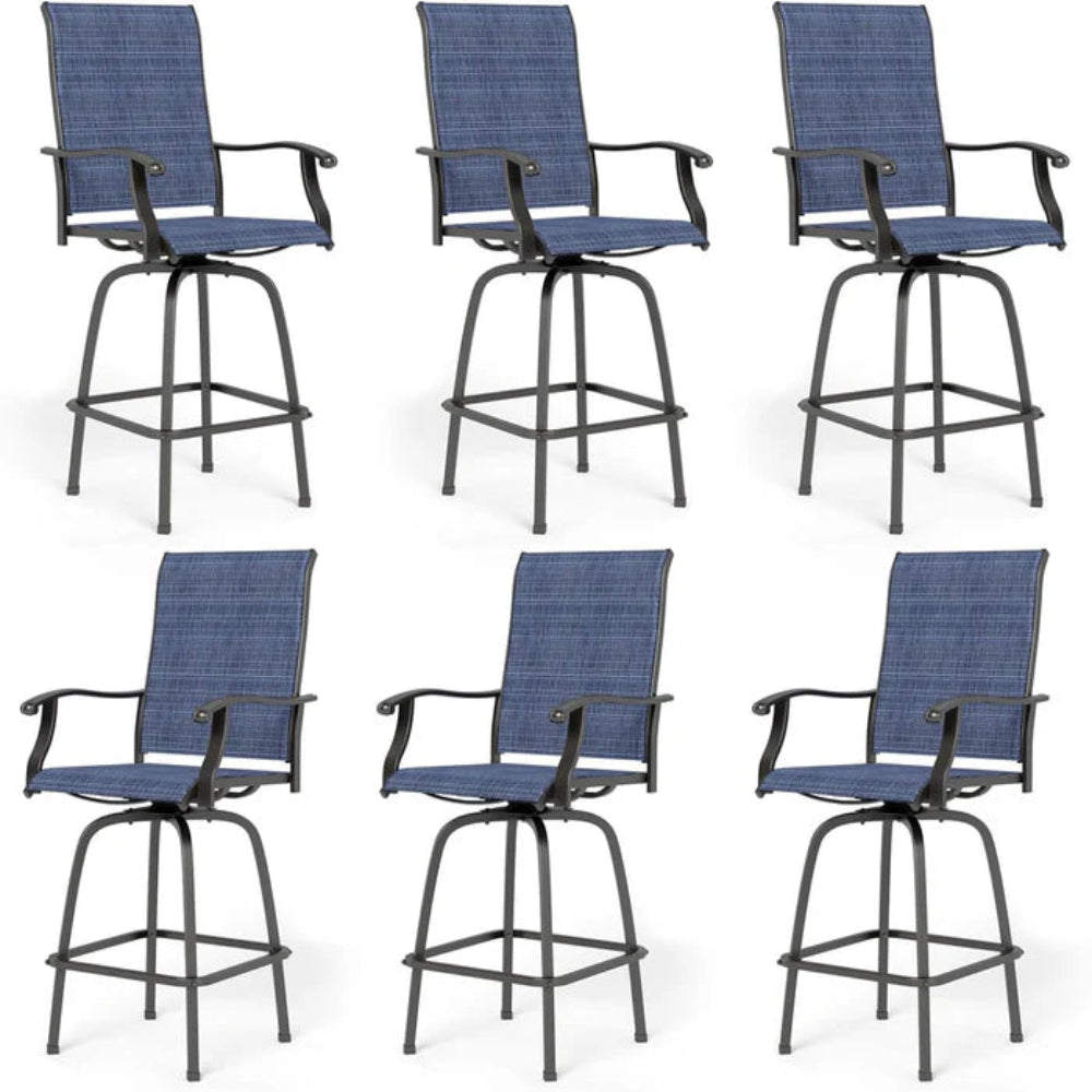 Sophia & William Swivel Bar Stools - Denim Blue & Gray High Stools for Kitchen Island, Breakfast Nook & Home Bar - Adjustable Height Counter Stools for Dining & Entertaining
