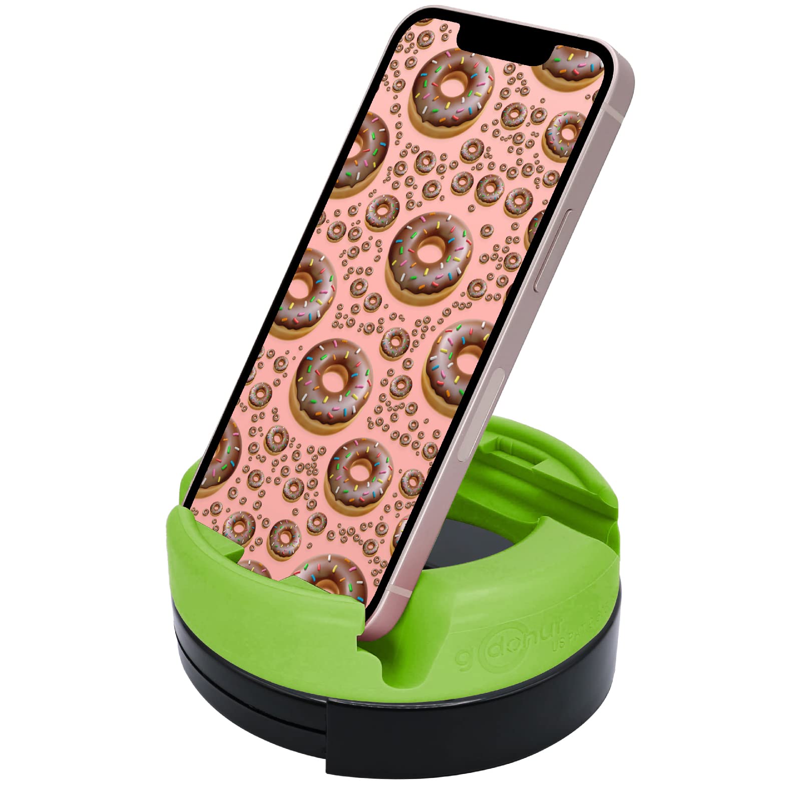 GoDonut 360° Swivel Phone Stand & iPad Holder - Adjustable Desk Organizer for iPhone, Tablet, Kindle & Smartphones - Lime Green - Perfect for Work, Study & Video Calls