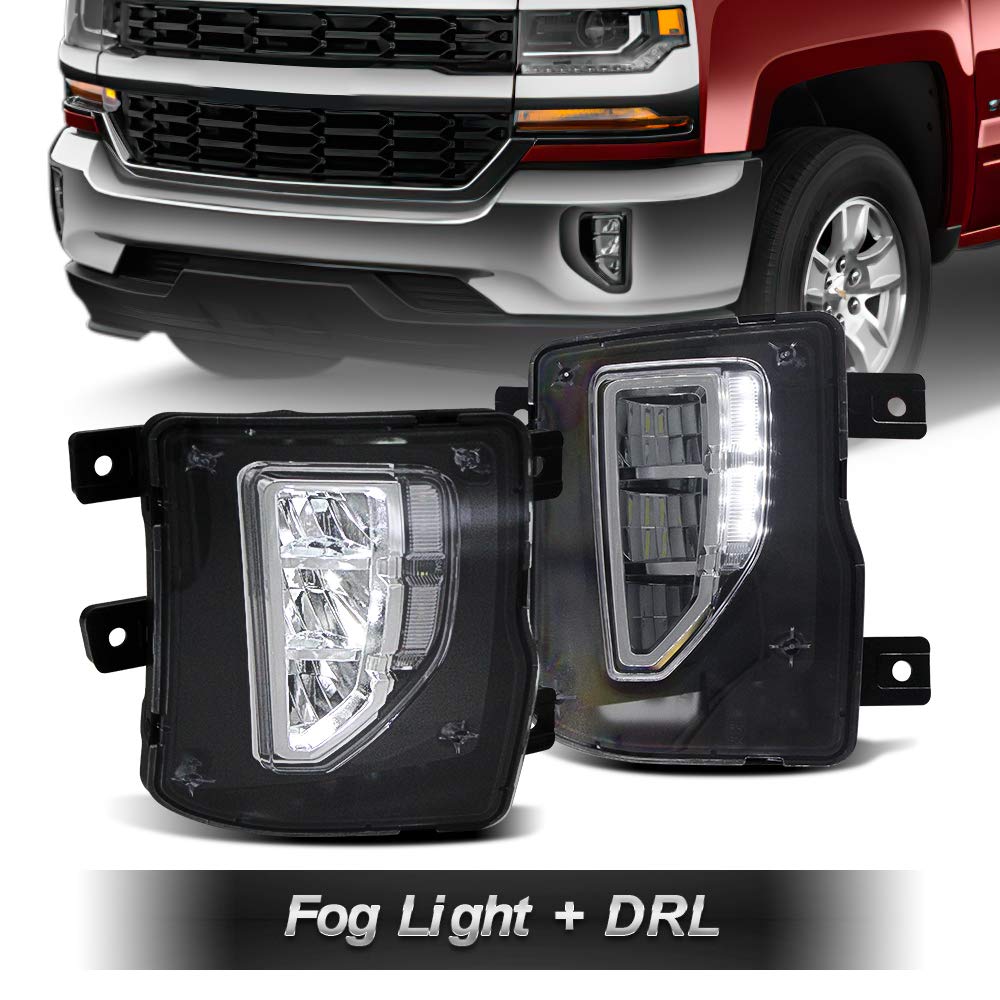Tecoom LED Fog Lights with Daytime Running Lamps Assembly Kit - Compatible with 2016-2018 Chevy Silverado 1500 | Durable Off-Road Lighting for Trucks & SUVs | Enhanced Visibility in Fog, Rain & Night Driving