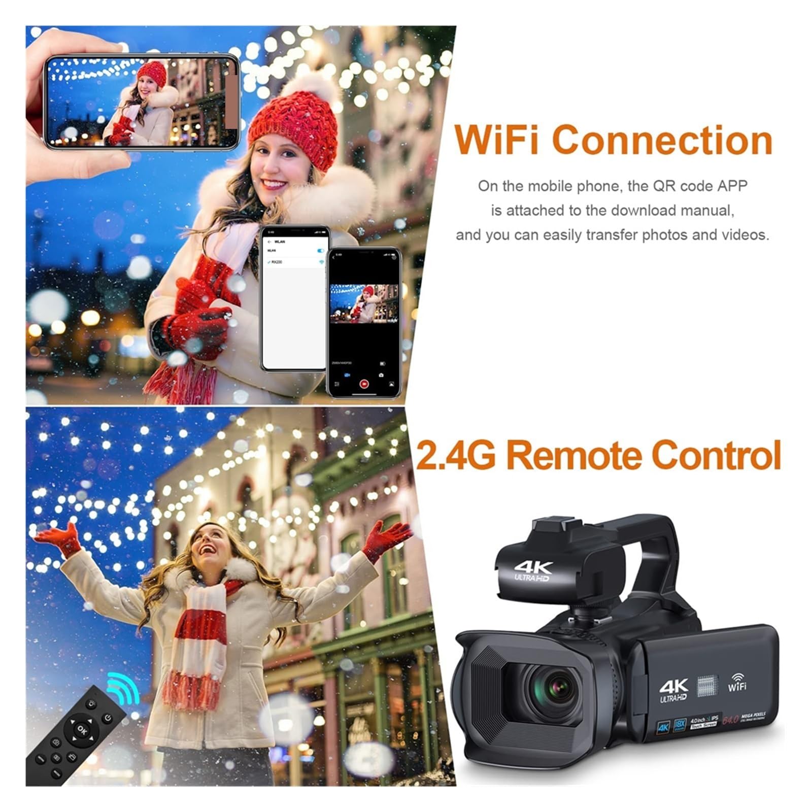 4K Video Camera with 64MP Photography - MZZYG Digital Camcorder for Live Streaming & Vlogging, 4