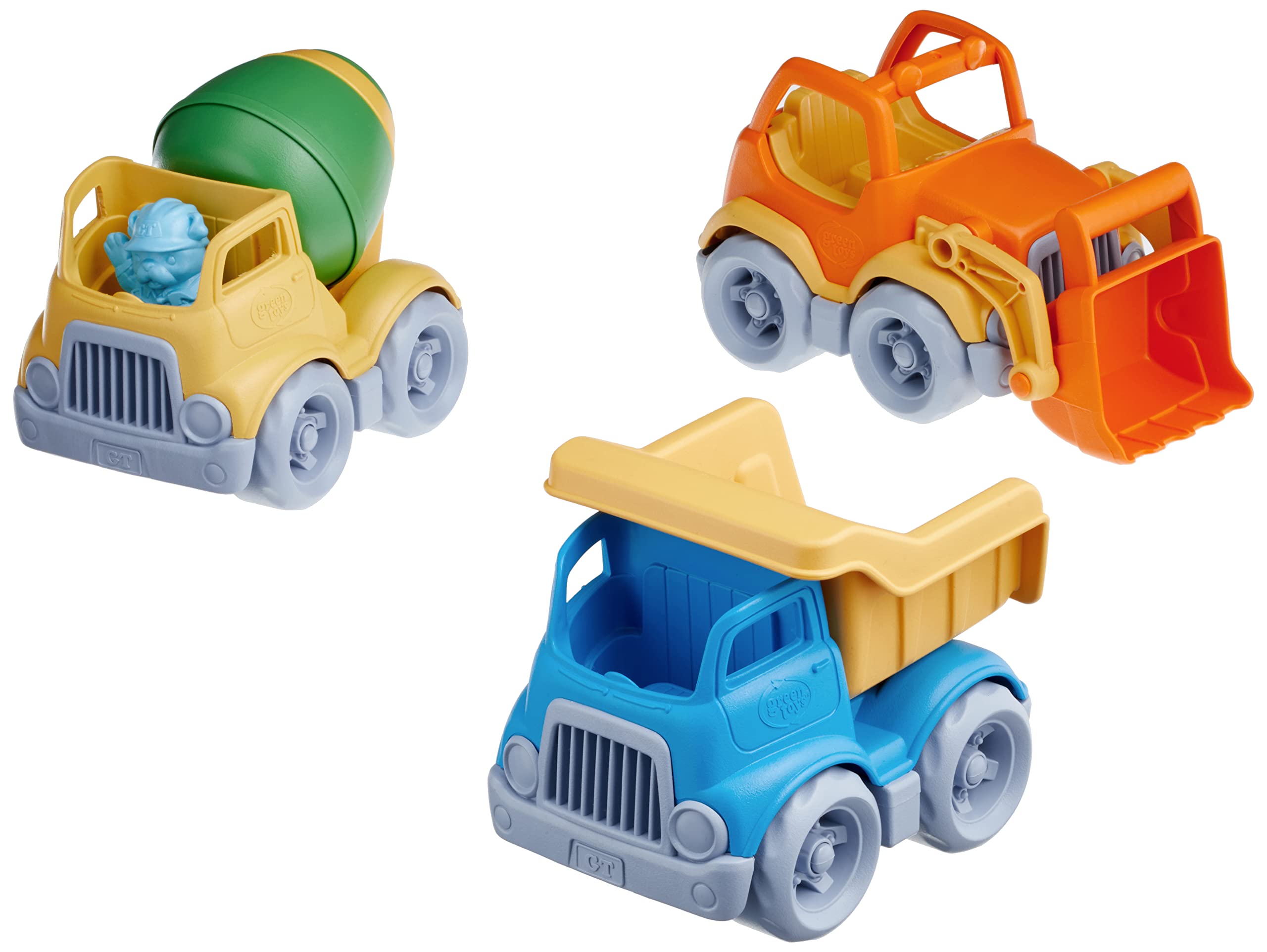 Green Toys Construction Truck 3 Pack - Eco-Friendly Plastic Toy Vehicles for Kids | Perfect for Sandbox Play, Pretend Construction Sites & STEM Learning