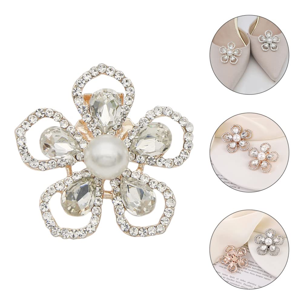 2 Pairs Silver Rhinestone Shoe Clips for Women - Elegant Flower Shoe Buckle Charms for DIY Crafts, Wedding & Bridal Shoes - Perfect for Prom, Party & Special Occasions