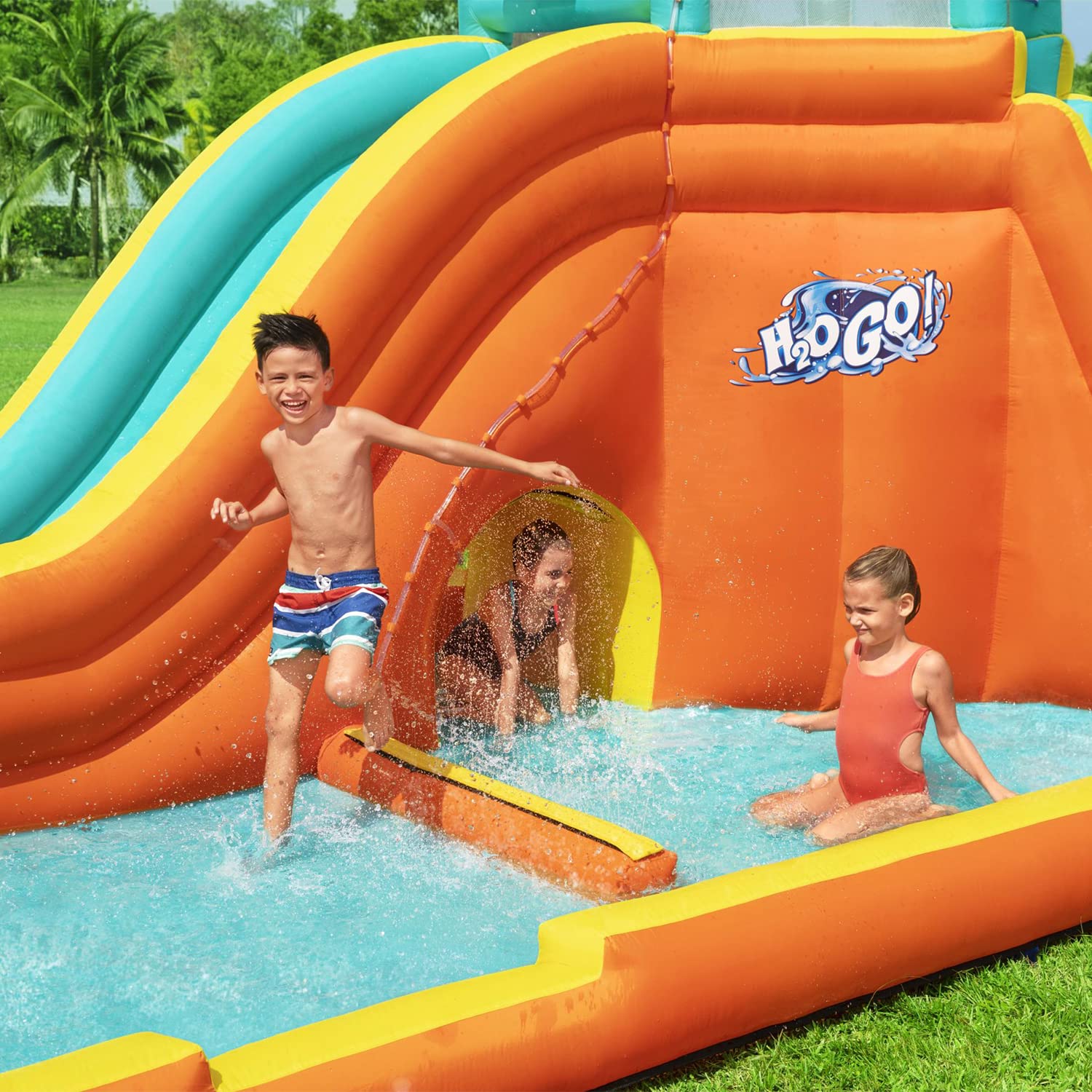 Bestway H2OGO Tidal Tower Inflatable Water Slide for Kids - Giant Backyard Water Park with Sprinkler Wall, Air Blower & Storage Bag | Outdoor Summer Fun, Birthday Parties, Family Gatherings