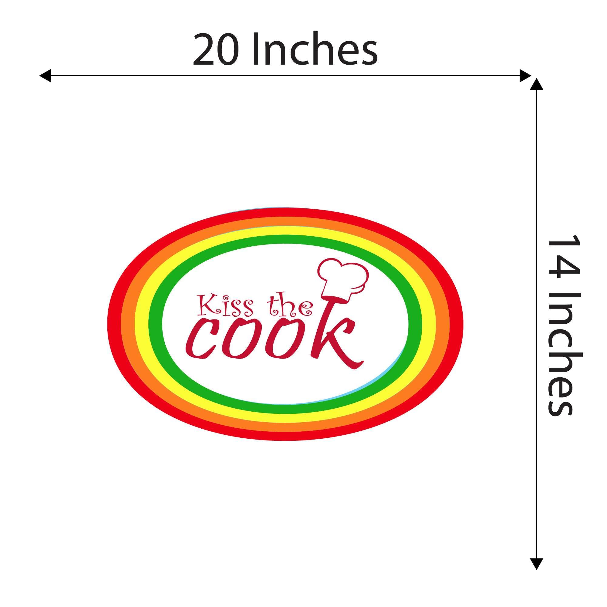 Kitchen Chef Love Cook Vinyl Wall Art Quote - 20x14 Inch Home Decoration for Loving Kitchen, Dining Room, or Cafe - Kiss The Cook