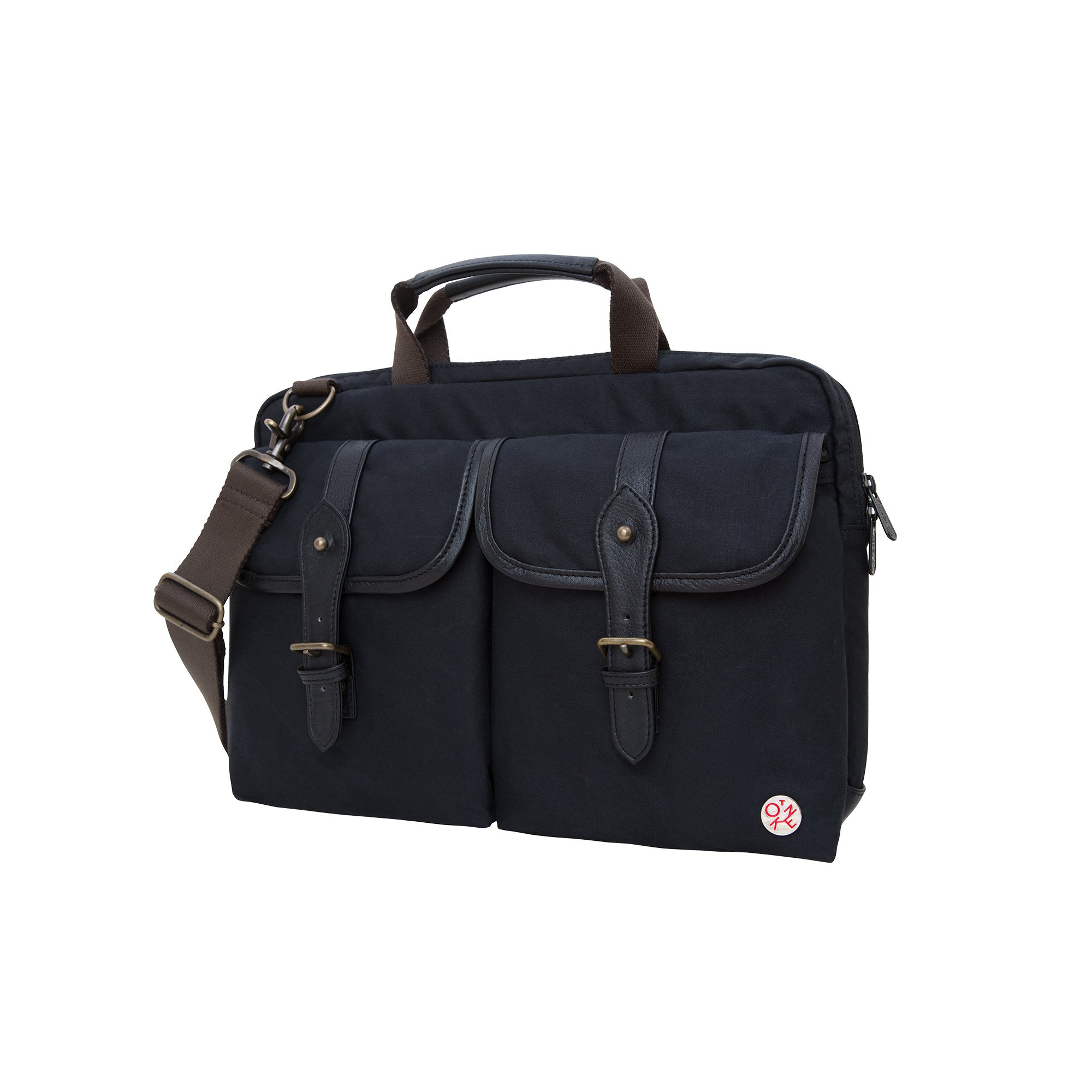 Waxed Knickerbocker Laptop Bag 13 Inch - Waterproof & Durable Black Briefcase for Men & Women - Perfect for Office, Travel & Business Commute