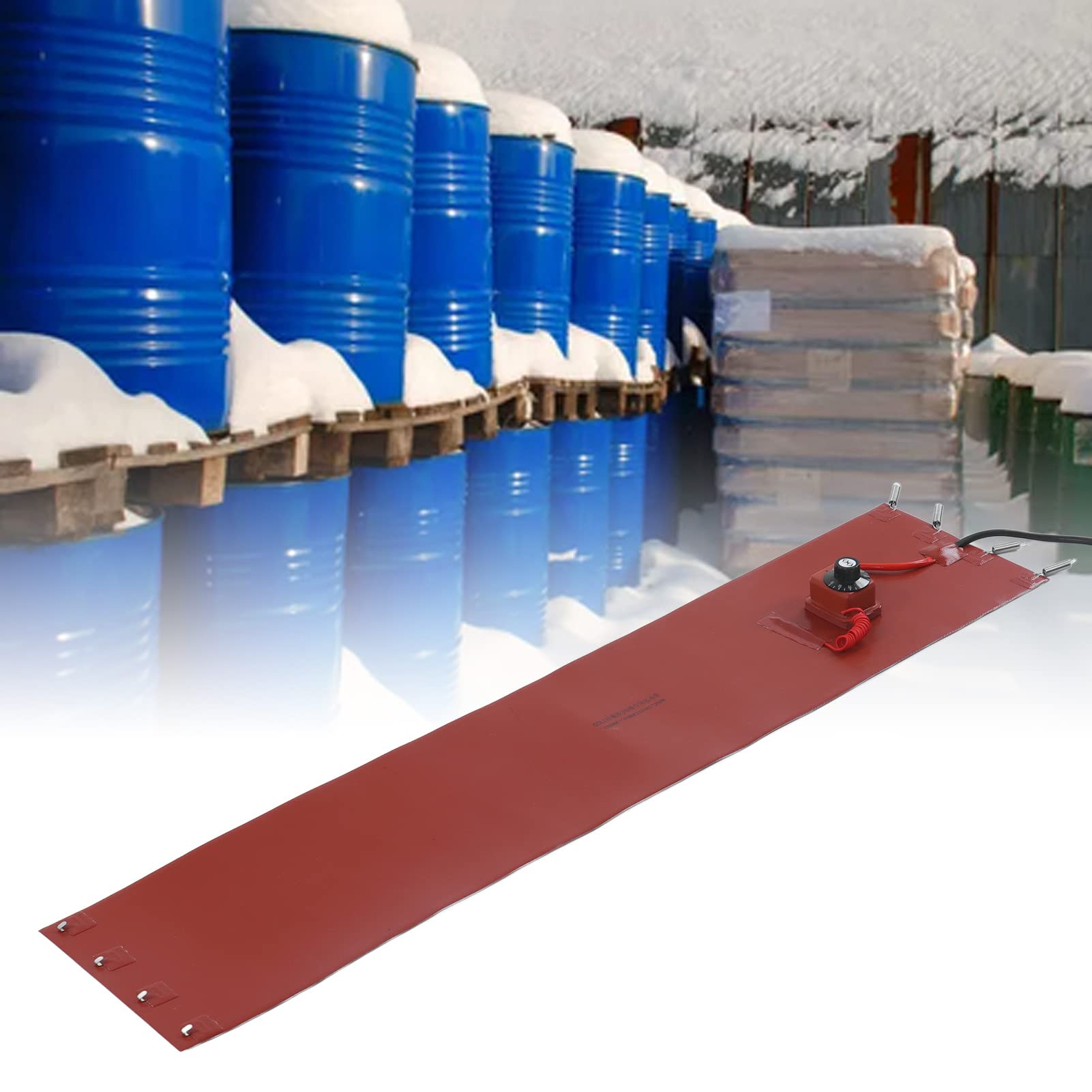 1200W Heavy Duty Silicone Rubber Drum Heater for 50L Oil Drum with Thermostat - Insulated Heating Blanket for Valves, Instruments & Drums (30°F to 150°F) - Perfect for Winter Storage, Chemical Processing & Industrial Applications