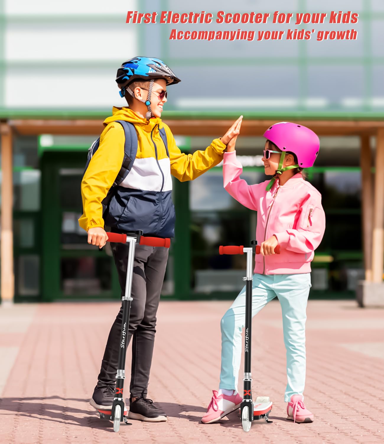 Best Electric Scooter for Kids Ages 4-12 - 100W Motor, 5 MPH Speed & 5 Mile Range - Adjustable Height, 110 Lbs Capacity with LED Flashing Wheels - Perfect for Commuting to School, Park Rides & Neighborhood Fun