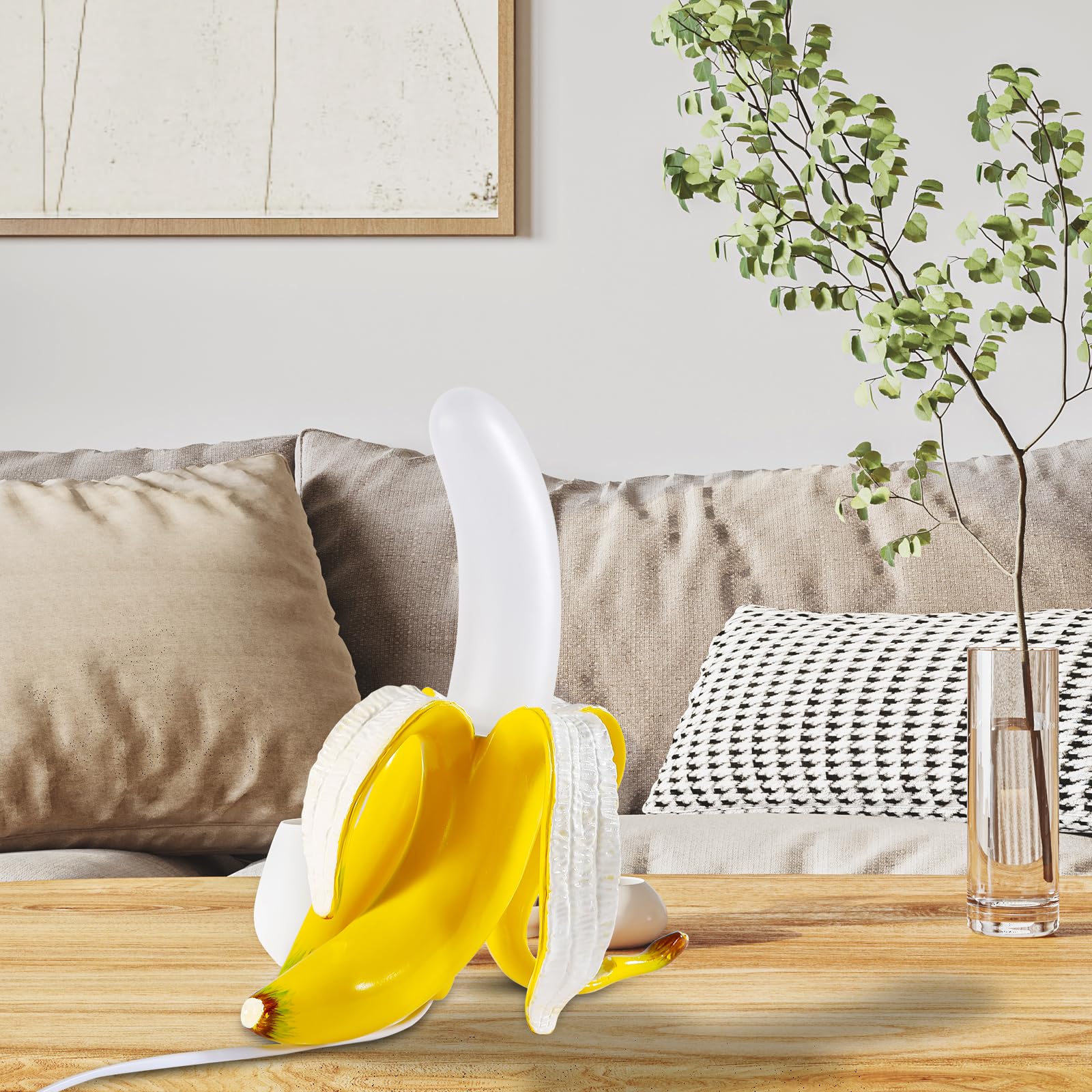 MAYOLA Modern Banana Table Lamp - LED Desk Lamp & Night Light with Baking Finish Resin for Living Room, Bedroom, Home Office, Kids Room - Perfect for Study, Reading & Decoration (Standing)