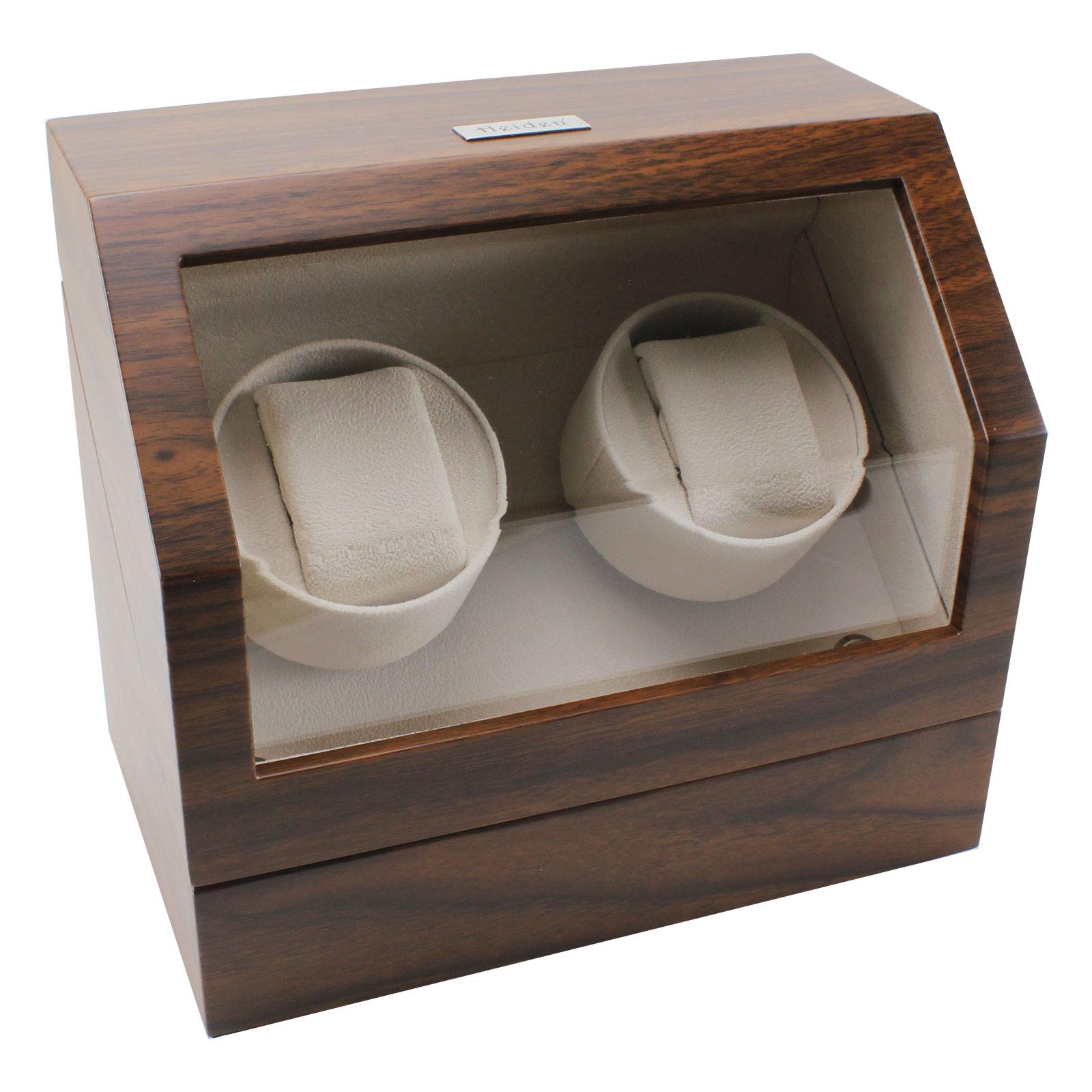 Premium Walnut Watch Winder for 2 Watches - Japanese Motor - Battery/AC Powered - Perfect for Rolex & Automatic Watches - Home/Office Use