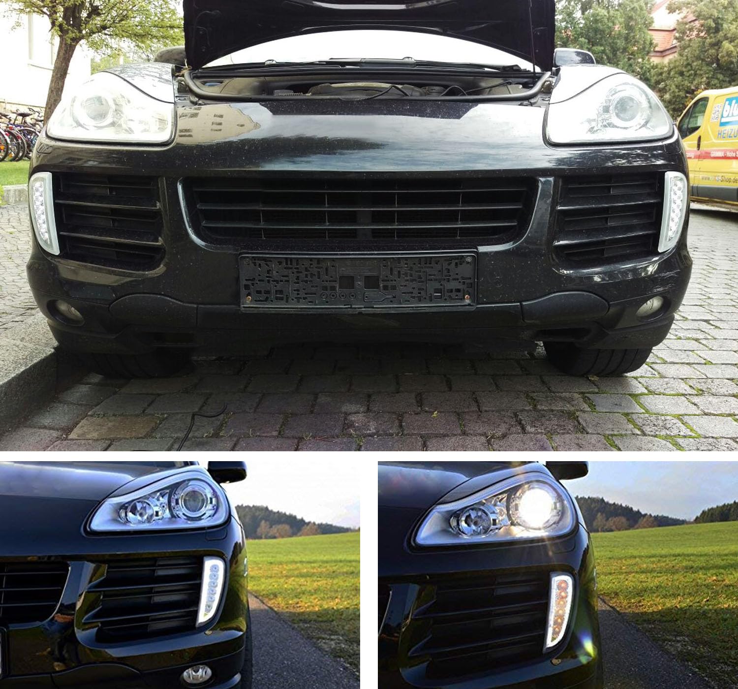 iJDMTOY Clear Lens LED Daytime Running Lights Assembly with Turn Signal Lamps - Compatible with 2007-2010 Porsche Cayenne | OEM Fit DRL LED Lights | Perfect for Night Driving & Enhanced Safety