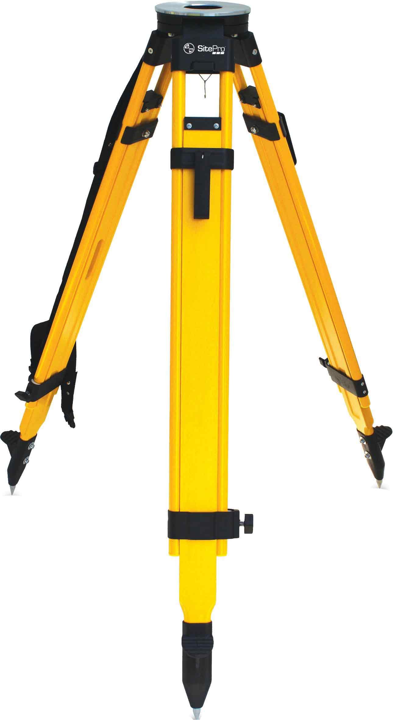 SitePro 01-WDF20-DCB Heavy Duty 5/8-11 Fiberglass & Wood Tripod with Dual Clamp - Black | Professional Photography, Surveying & Construction Support Equipment