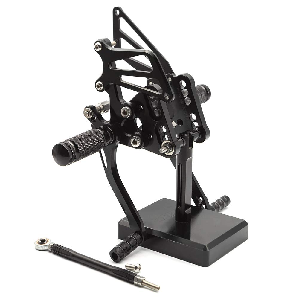 Adjustable CNC GSXR1000 05-06 Motorcycle Rearset Foot Pegs - Black Aluminum Alloy Footrests for Suzuki GSX-R1000 (2005-2006) - Perfect for Racing, Track Days & Performance Riding