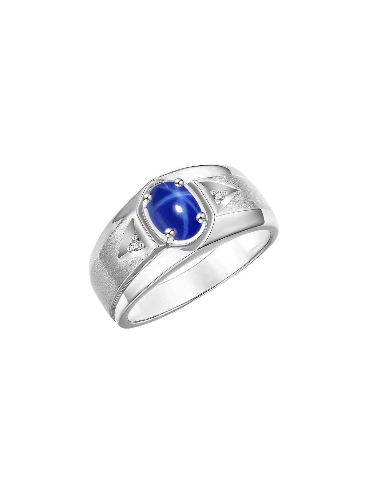 Rylos Men's Sterling Silver 7x5mm Oval Gemstone & Diamond Ring – Classic Birthstone Jewelry for Men, Sizes 8-13 | Perfect for Weddings, Anniversaries & Gifts