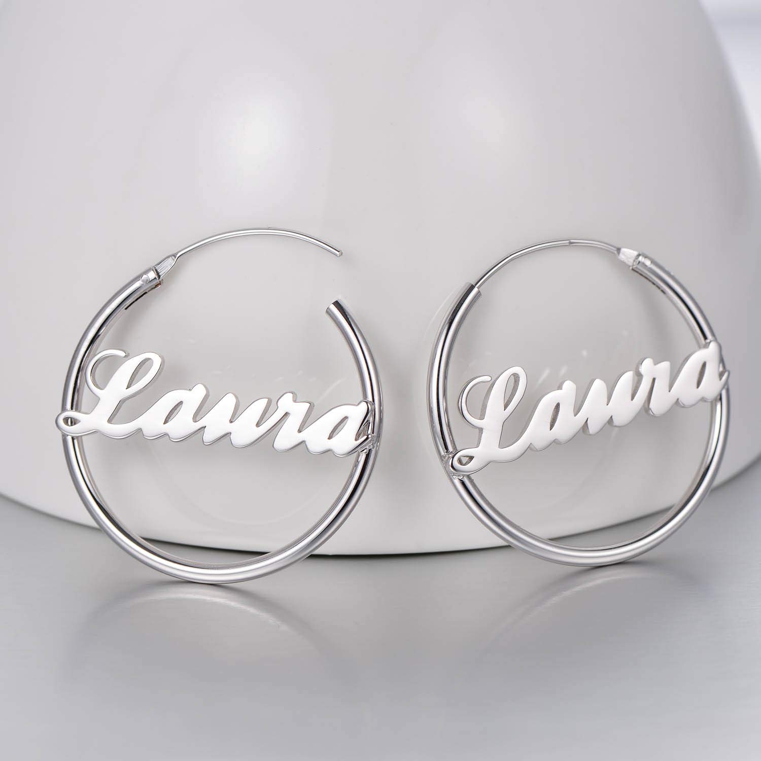Personalized 925 Sterling Silver Custom Name Hoop Earrings for Women | Unique Engraved Jewelry Gift for Her | Birthday, Anniversary, Valentine's Day Present