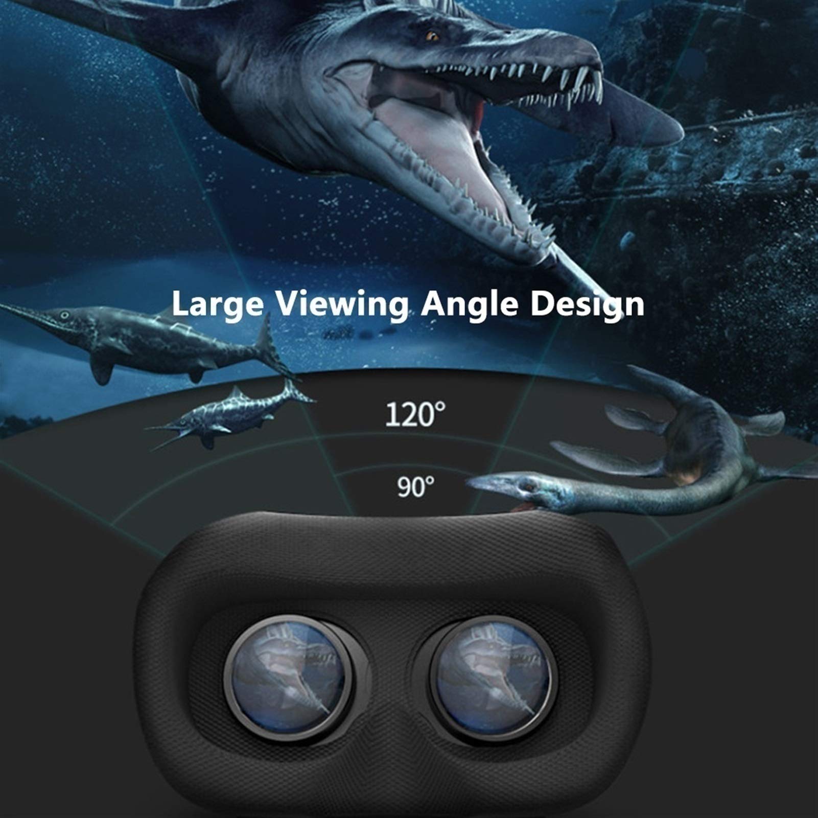 3D VR Headset with Bluetooth Controller - Compatible with iPhone 13 Pro Max/13 Pro/13/12/11, Samsung Galaxy S21, Huawei & Xiaomi Series - Immersive Gaming & Virtual Reality Experience for Movies, Travel & Education