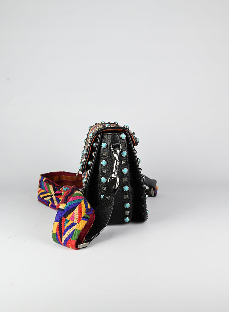 Valentino Rockstud Beaded Guitar Bag - Luxury Crossbody Purse for Women | Perfect for Parties, Dates & Evening Events