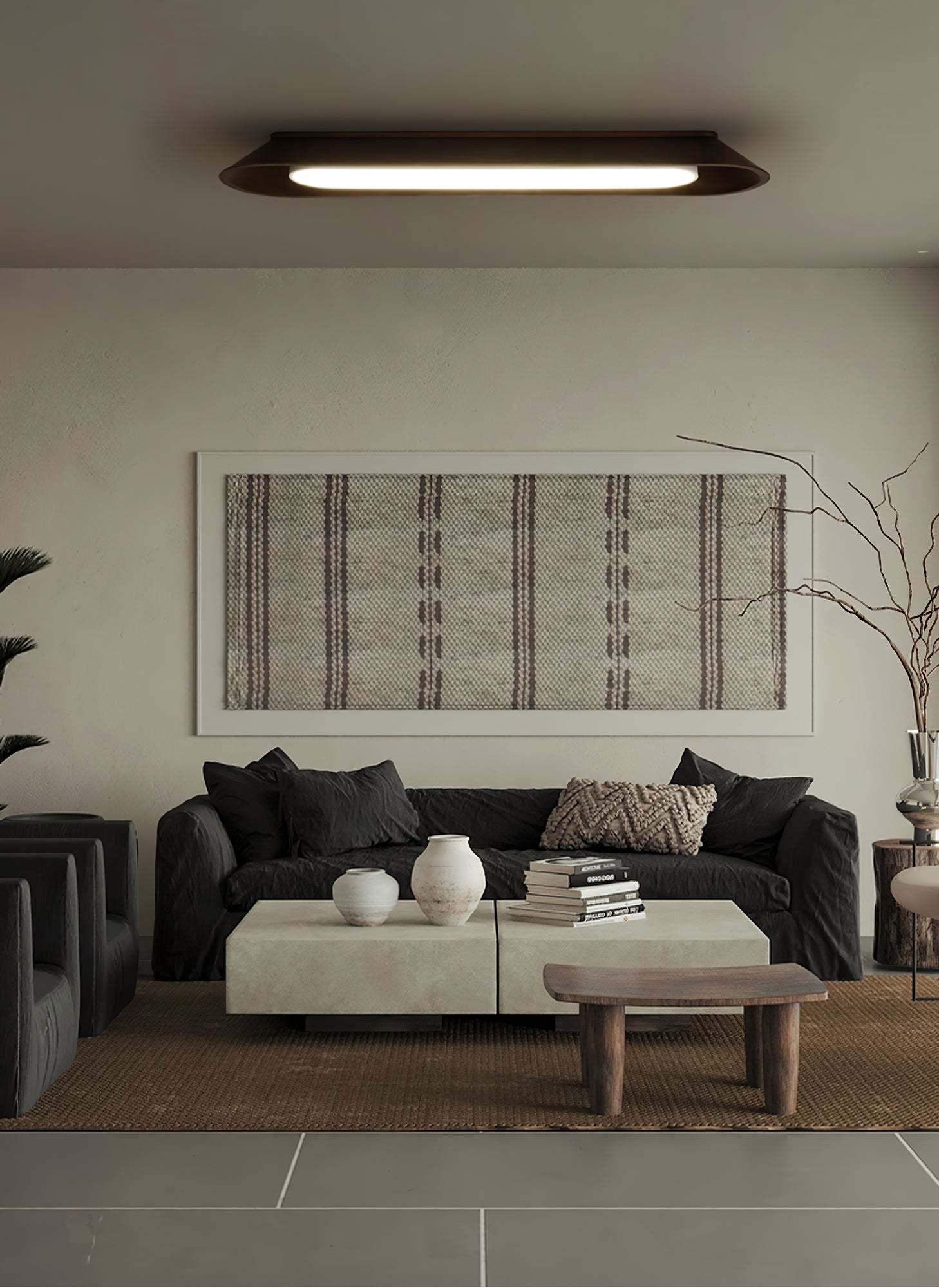 Modern Channel Ceiling Lamp - Dimmable LED Flush Mount Light Fixture for Bedroom, Living Room & Kitchen - Energy Saving Home Lighting Solution