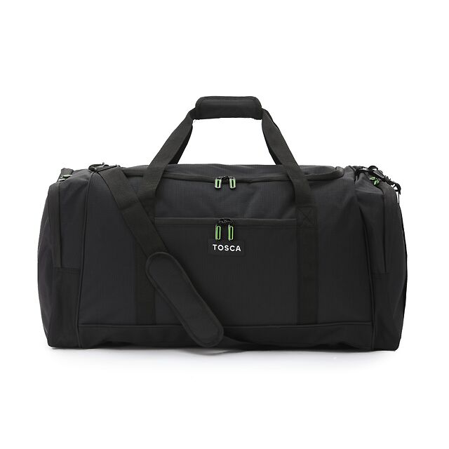 Tosca TCA798M 70cm Sports Duffle Bag - Black/Lime - Perfect for Gym, Travel & Sports Equipment Storage