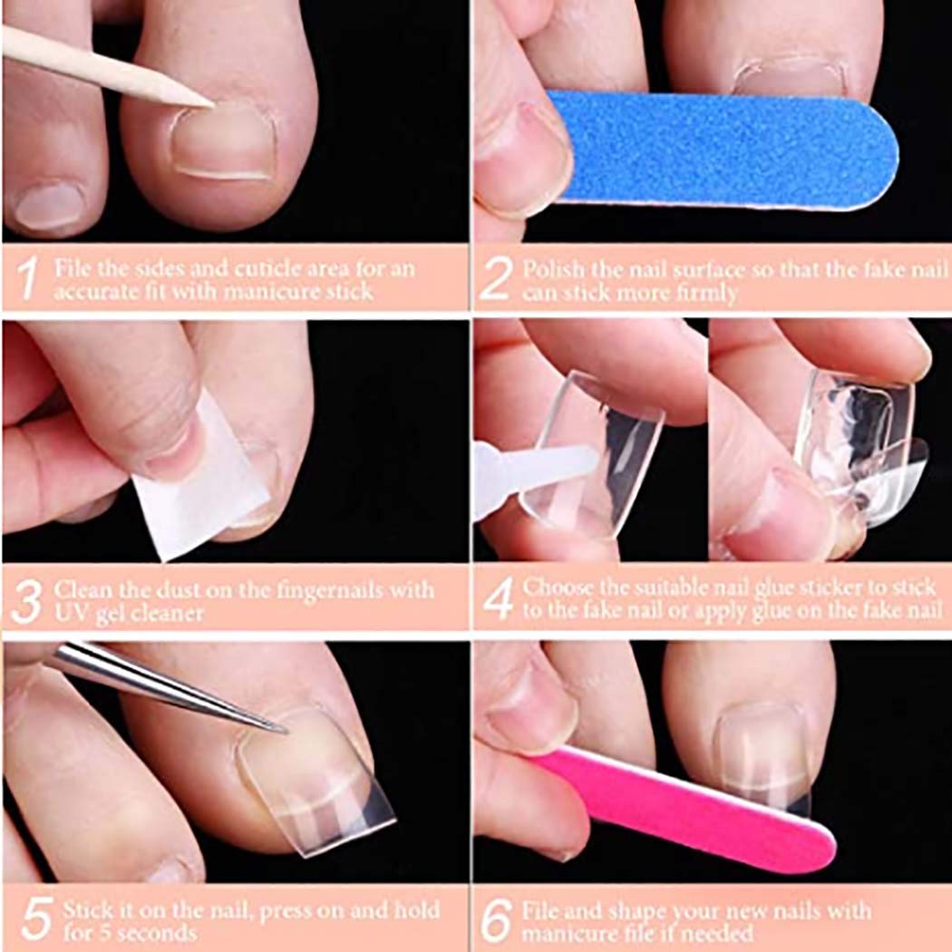 Mosako Glossy Mirror False Toenails - Black & Silver Fake Nails for Women, Full Cover Nail Tips (24Pcs) | Perfect for Pedicures, Parties, and Special Occasions