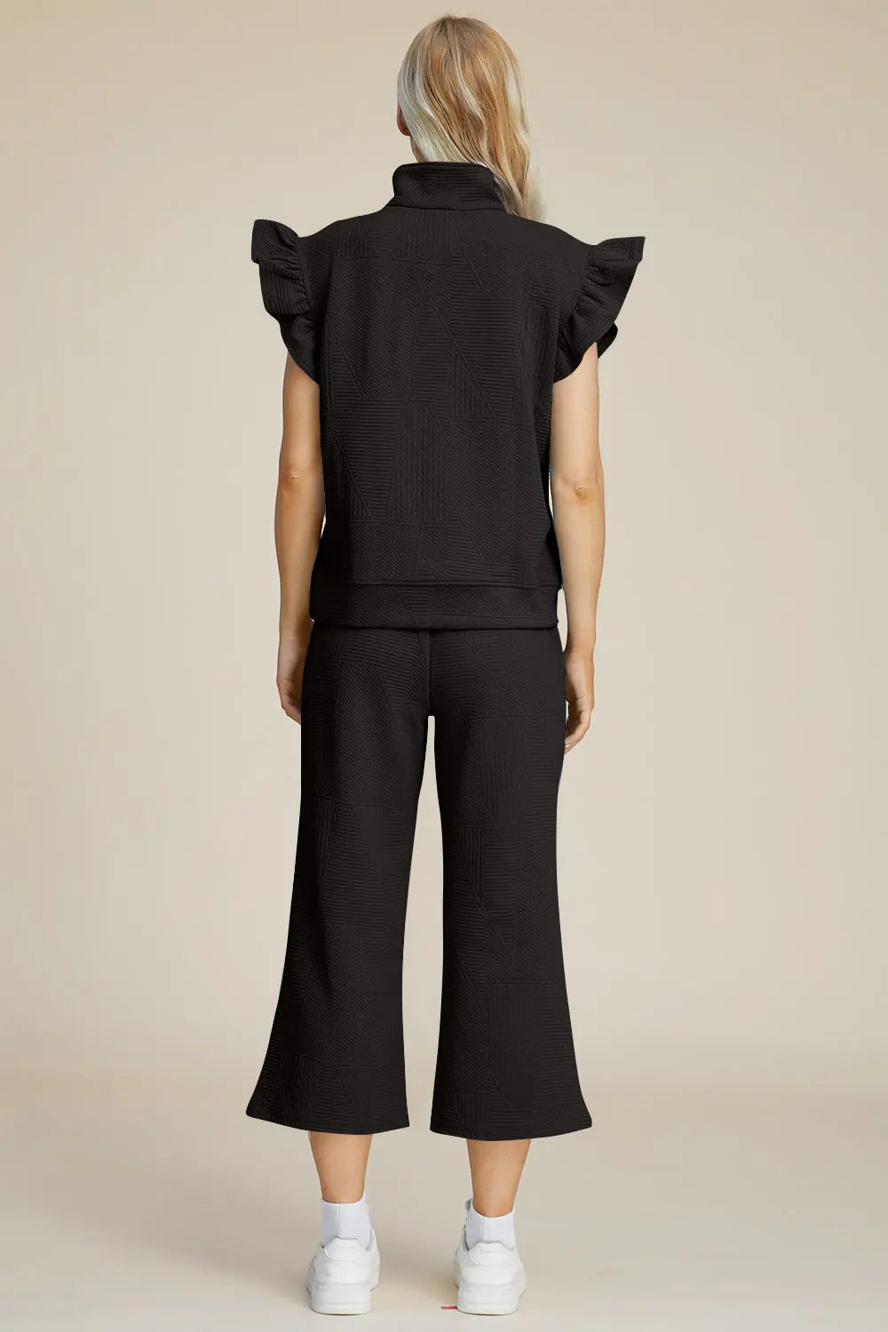 Double Take Women's Full Size Textured Ruffle Short Sleeve Top & Wide Leg Pants Set | Casual Outfit for Summer, Beach, Date Night & Office Wear