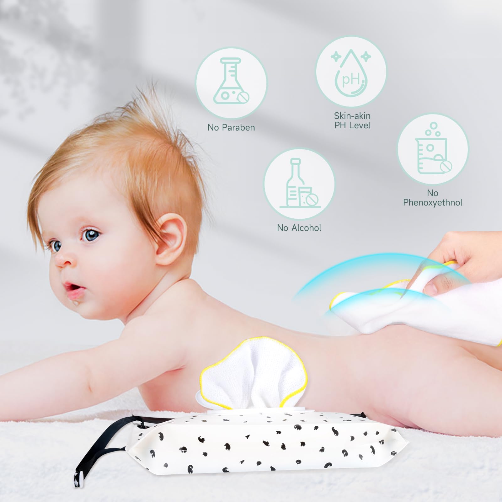 30 Pack Reusable Organic Cotton Baby Wipes with 3 Pack Dispenser - Soft Washable Cloth Diaper Wipes 8x8 Inches - Eco-Friendly Natural Wipes for Newborns, Toddlers & Sensitive Skin - Perfect for Diaper Changes, Face Cleaning & On-the-Go Use