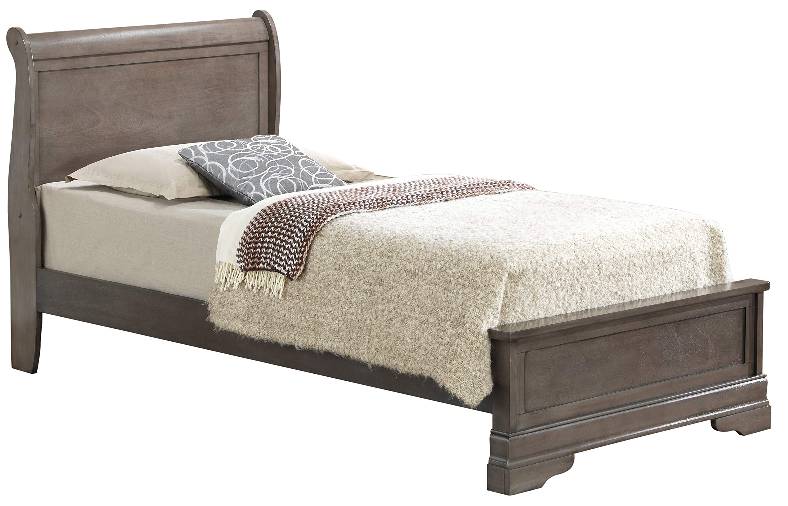 Modern Gray Twin Panel Bed - Contemporary Minimalist Wooden Bed Frame for Small Spaces | Perfect for Guest Rooms, Kids' Bedrooms & Studio Apartments