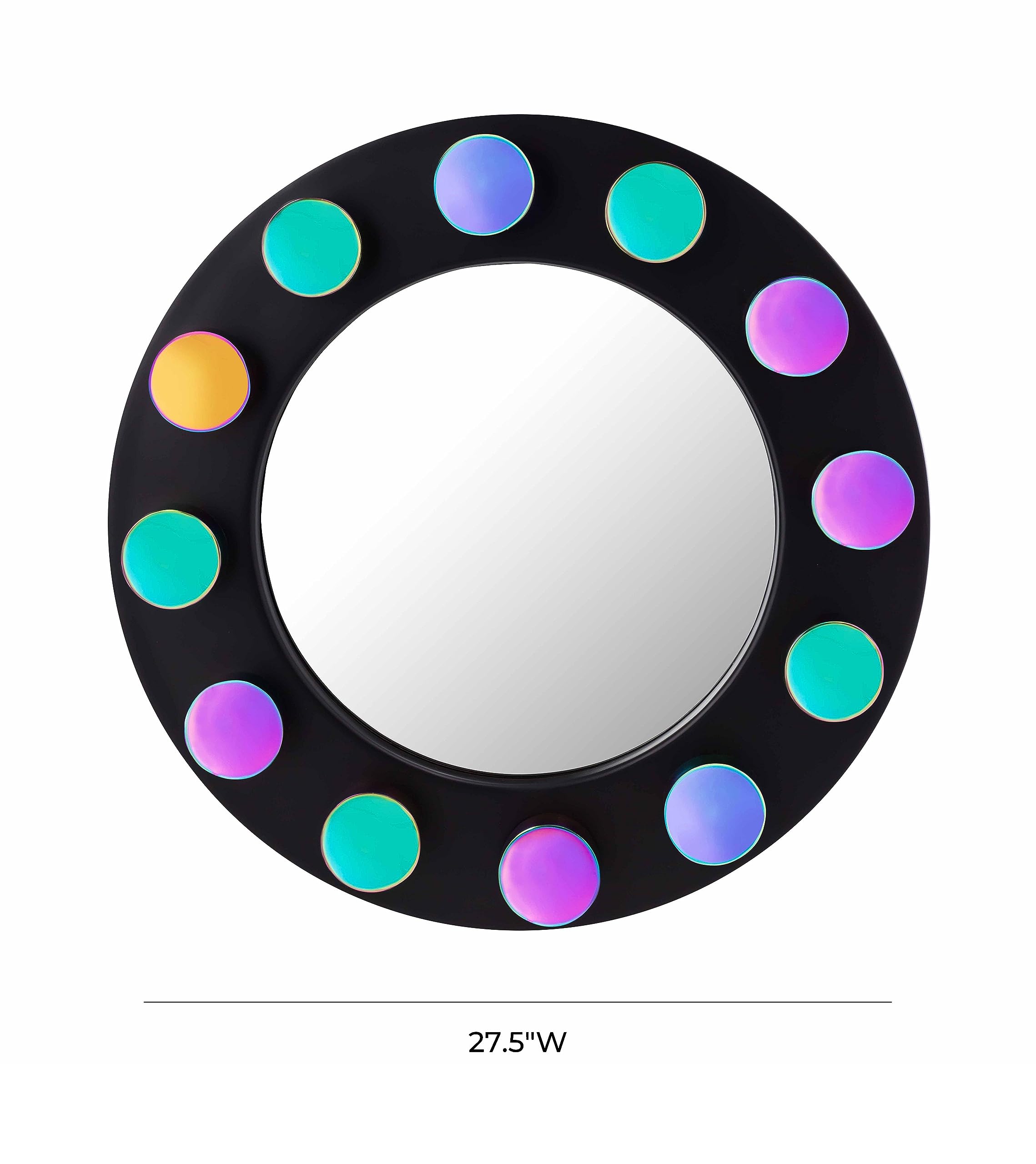 TOV Furniture Rockstar Black Round Metal Mirror - 24 Inch Modern Wall Decor for Living Room, Bedroom, Entryway | Stylish Home Accent for Vanity, Hallway & Decorative Wall Hanging