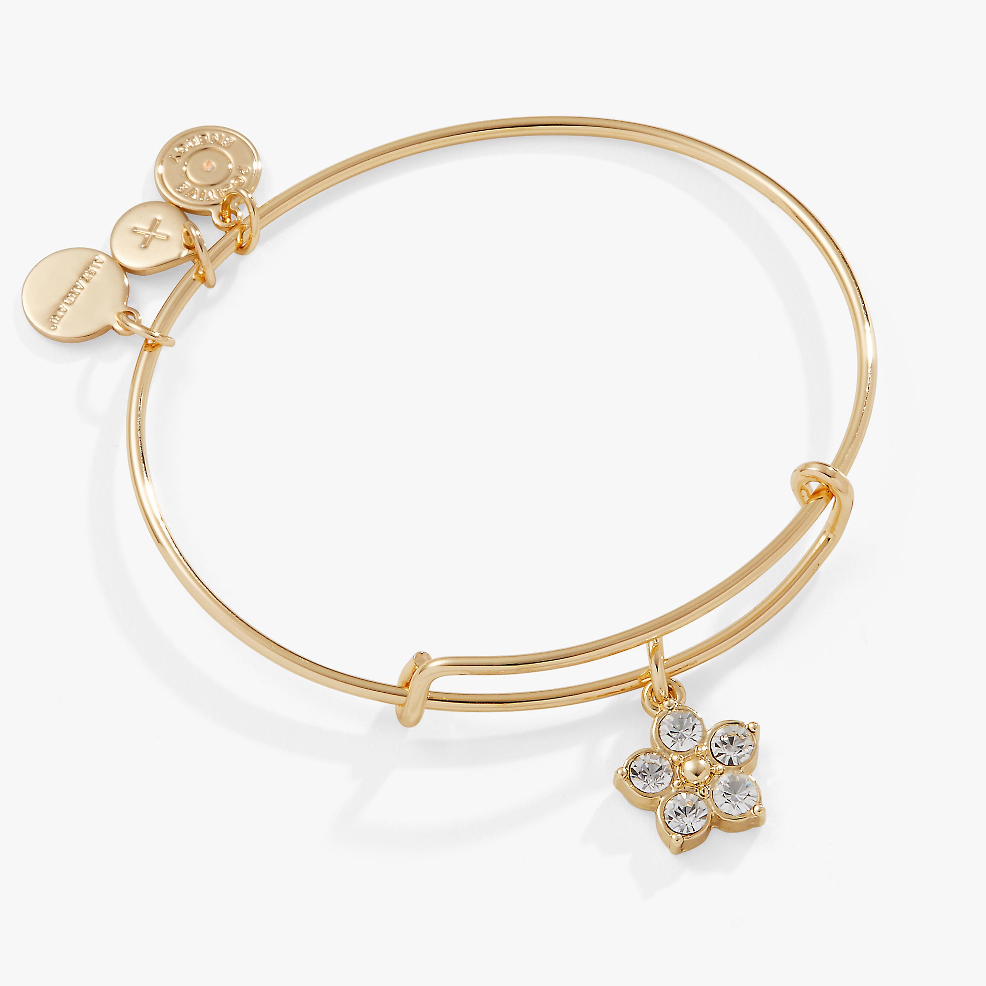 Forget Me Not Flower Charm Crystal Bangle Bracelet - Elegant Jewelry for Women, Gift for Mom, Sister, Best Friend - Perfect for Weddings, Anniversaries & Special Occasions