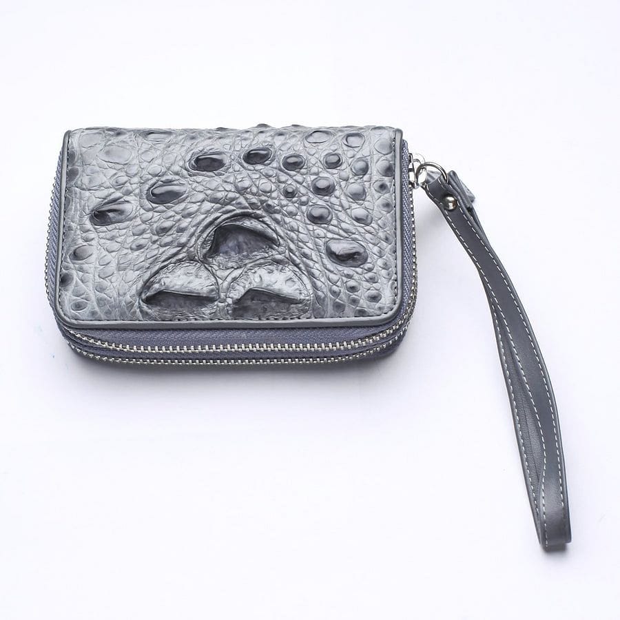 Premium Light Gray Genuine Crocodile Leather Wallet for Men - Slim RFID Blocking Bifold Wallet with Money Clip - Perfect for Business, Travel & Everyday Use