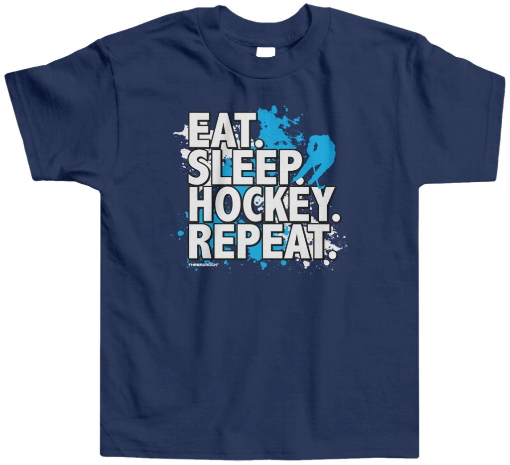 Threadrock Little Boys' Toddler T-Shirt - Eat Sleep Hockey Repeat Graphic Tee | Soft Cotton Playwear for Hockey Fans | Perfect for Game Days & Sports Activities