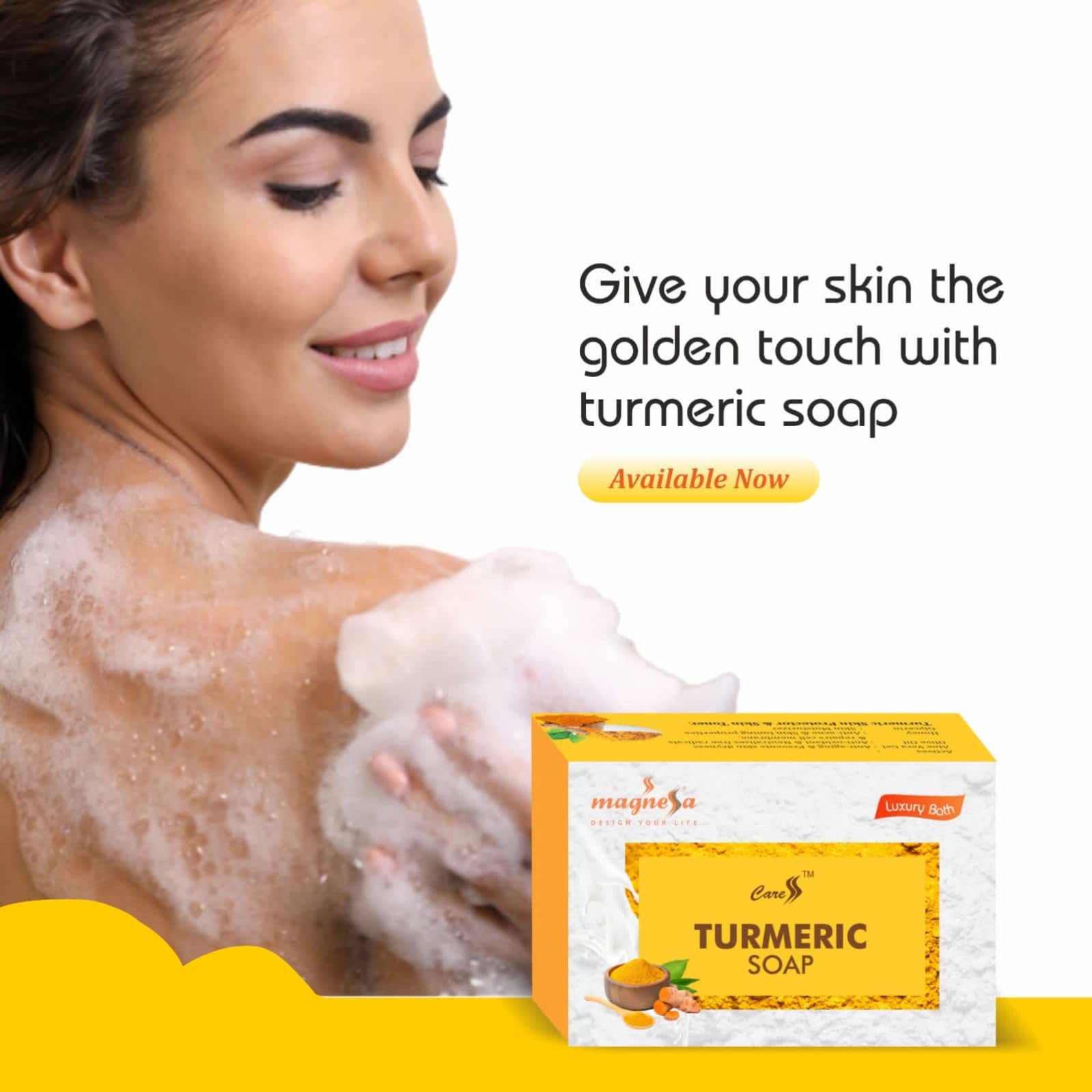 Magnessa Turmeric Soap (75g) - Natural Skin Brightening & Acne Treatment - Perfect for Daily Face & Body Cleansing